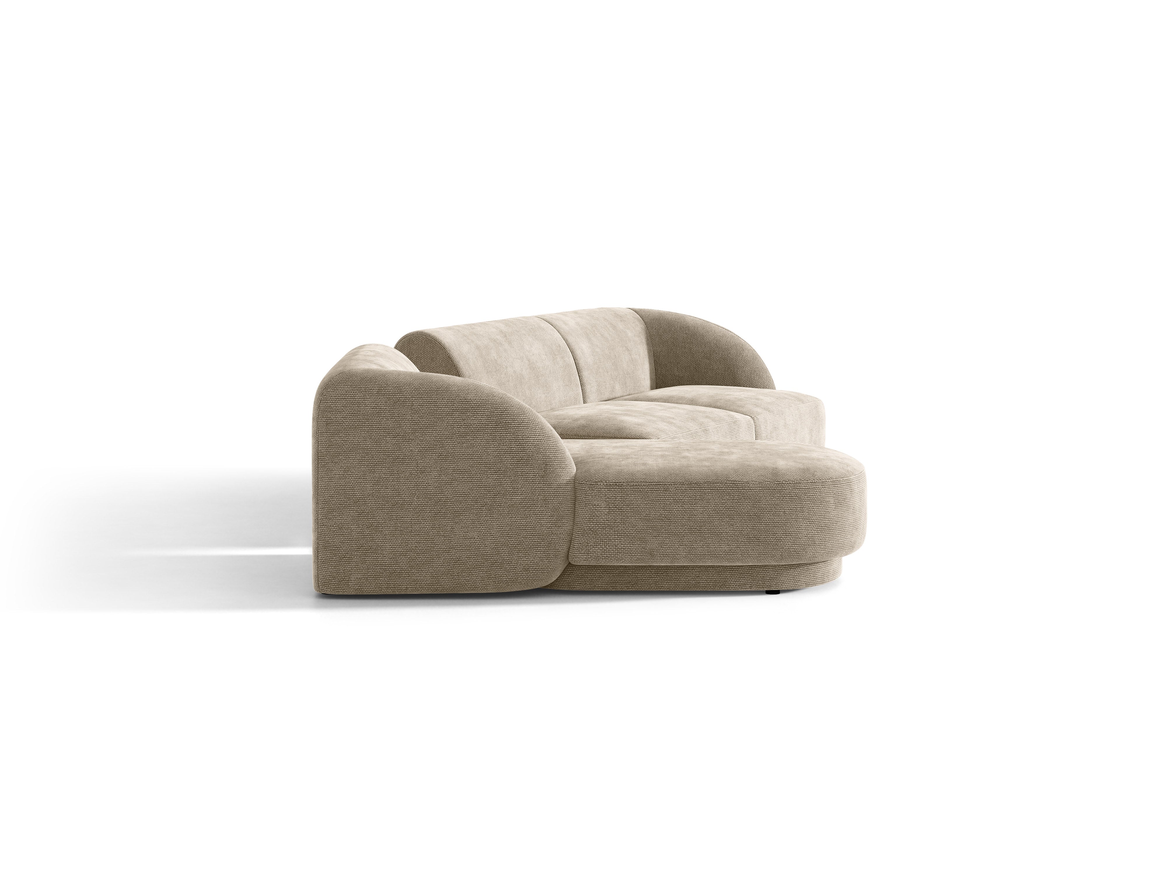 Modulares Ecksofa mit Tisch 3-sitzig links MILEY beige schimmerndes Chenille