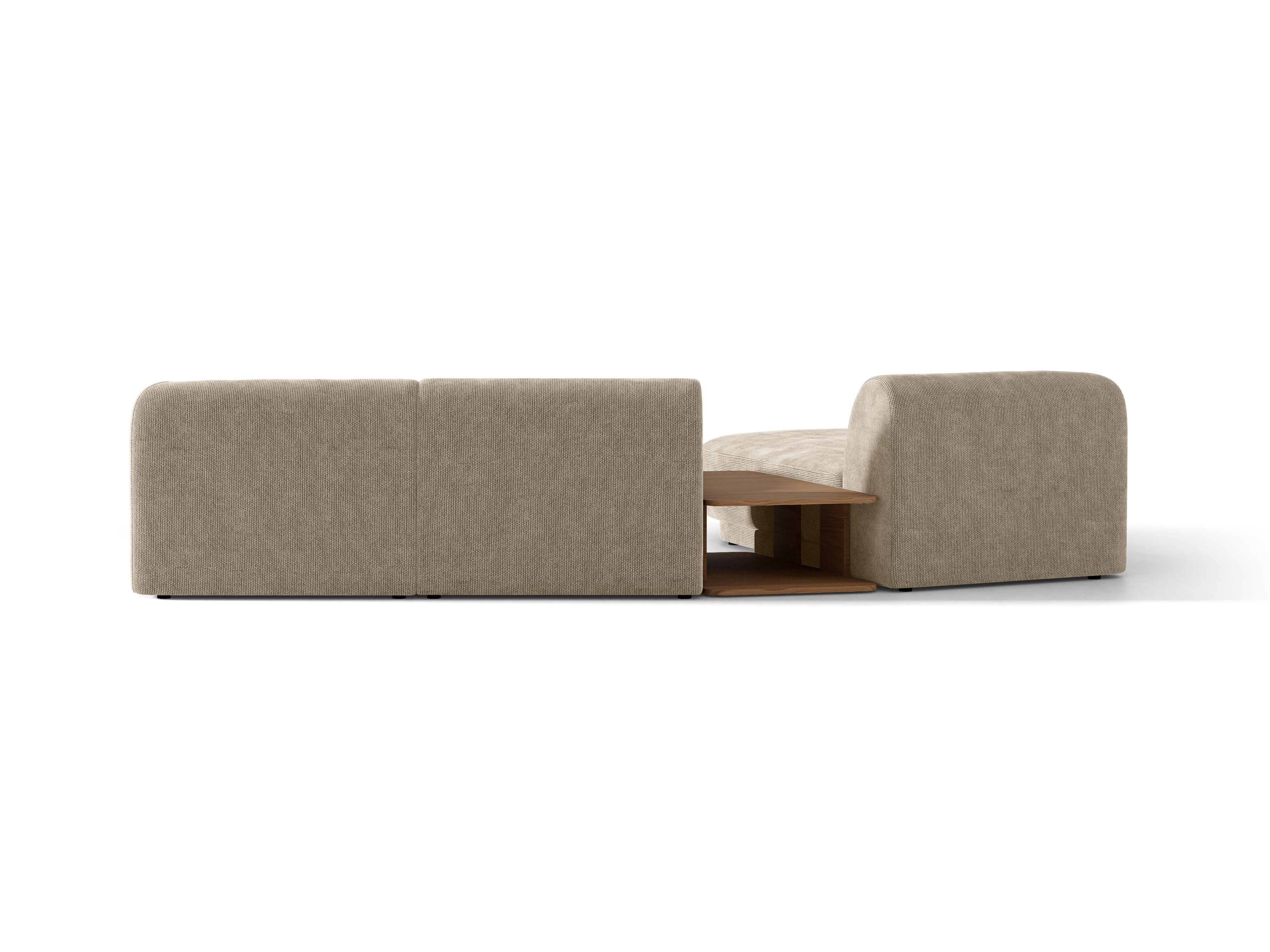 Modulares Ecksofa mit Tisch 3-sitzig links MILEY beige schimmerndes Chenille