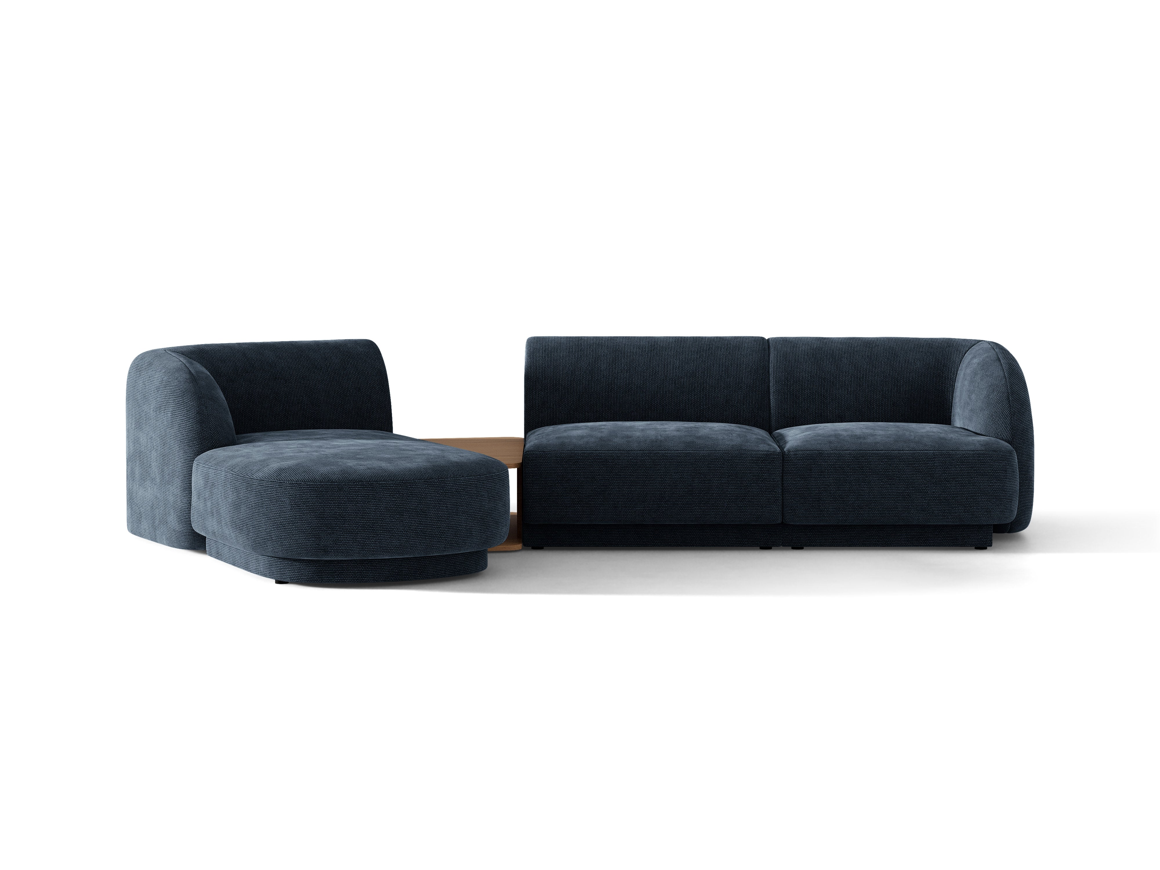Modulares Ecksofa mit Tisch 3-sitzig links MILEY königsblau samtig