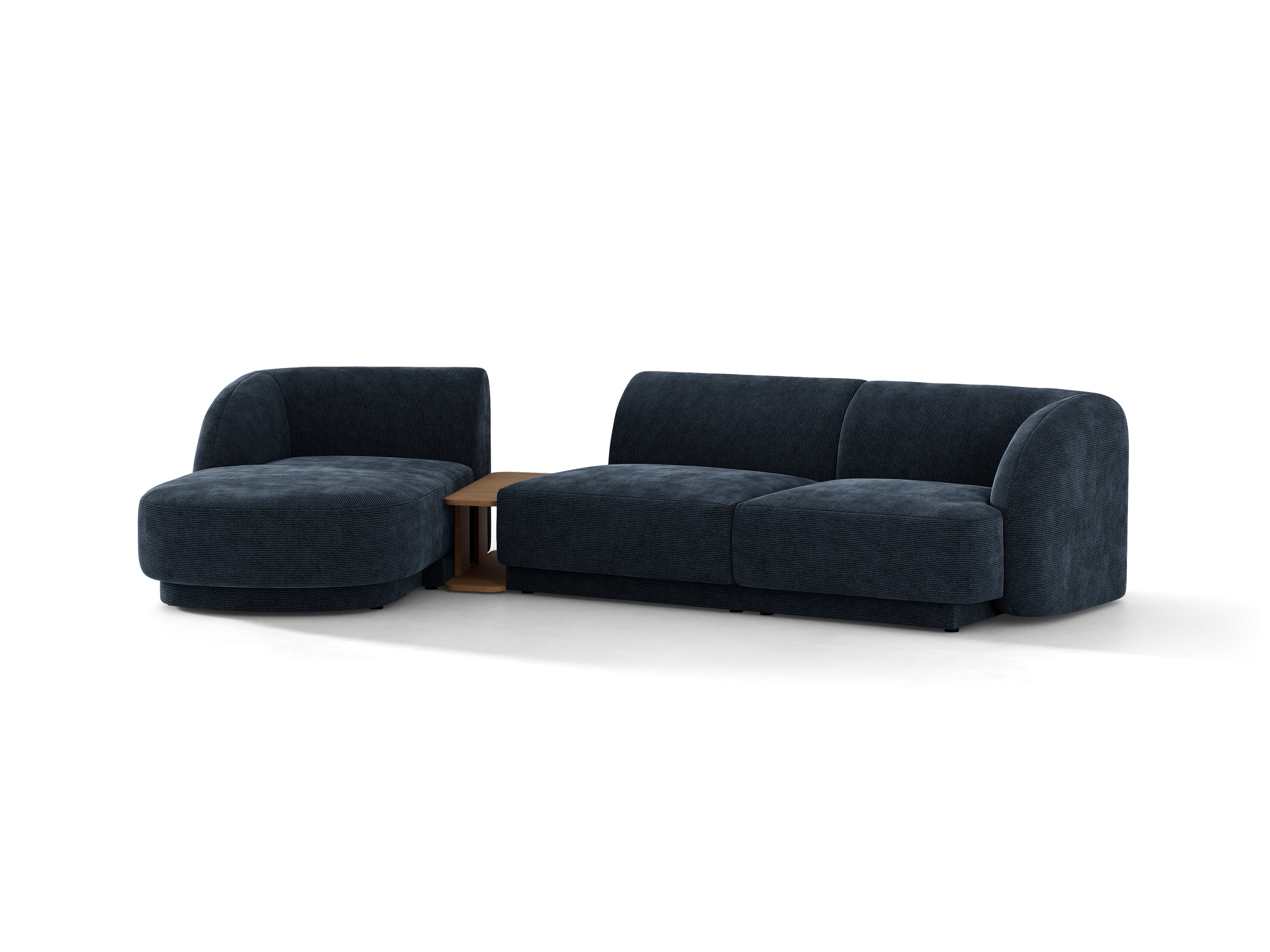 Modulares Ecksofa mit Tisch 3-sitzig links MILEY königsblau samtig