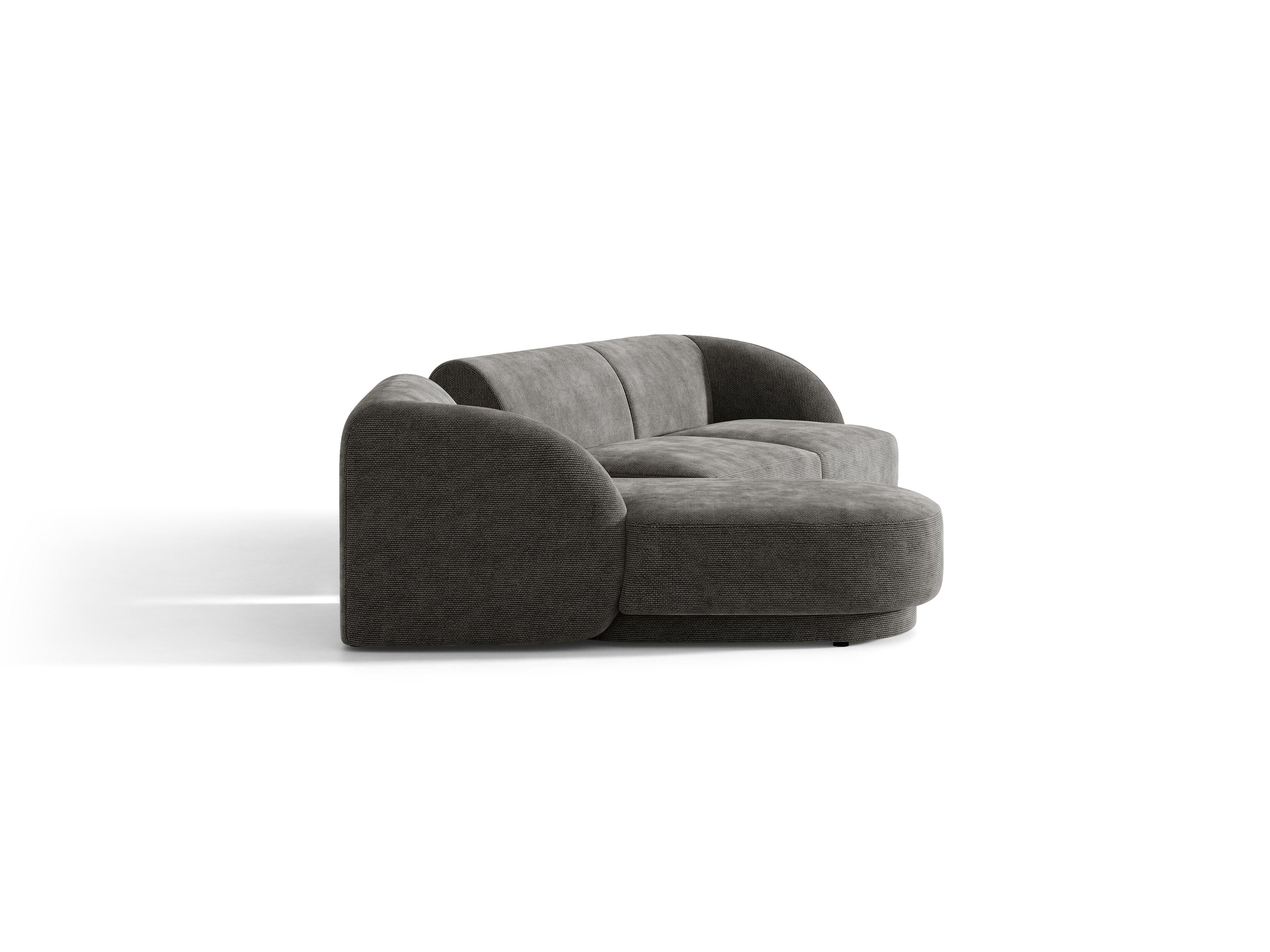 Modulares Ecksofa mit Tisch, 3-Sitzer, linksseitig, MILEY, graues Chenille, seidig