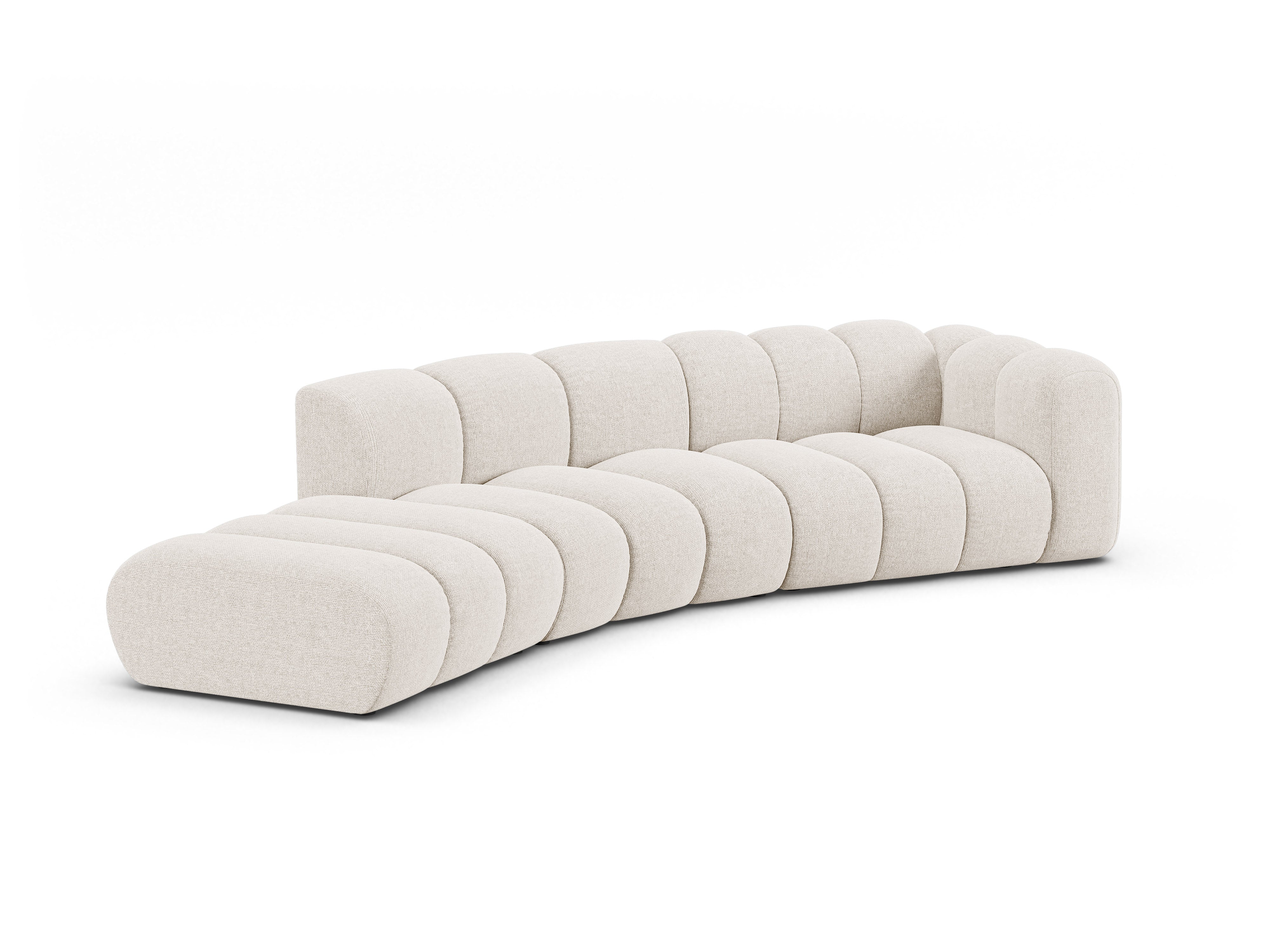 Sofa 5-sitzige linksseitige LUPINE hellbeige Chenille