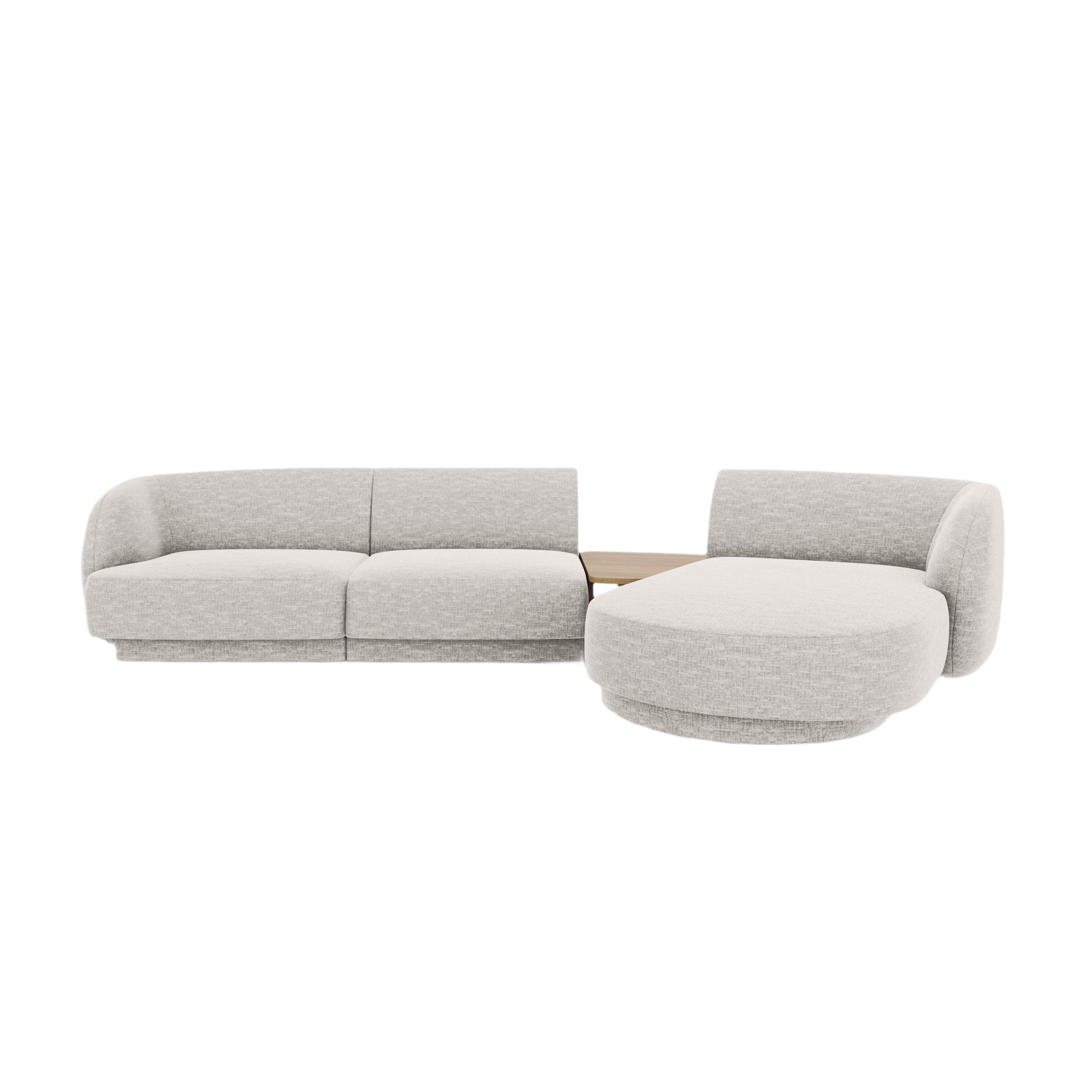 Modulares Ecksofa mit Tisch, 3-Sitzer, rechtsseitig, MILEY, graues Chenille
