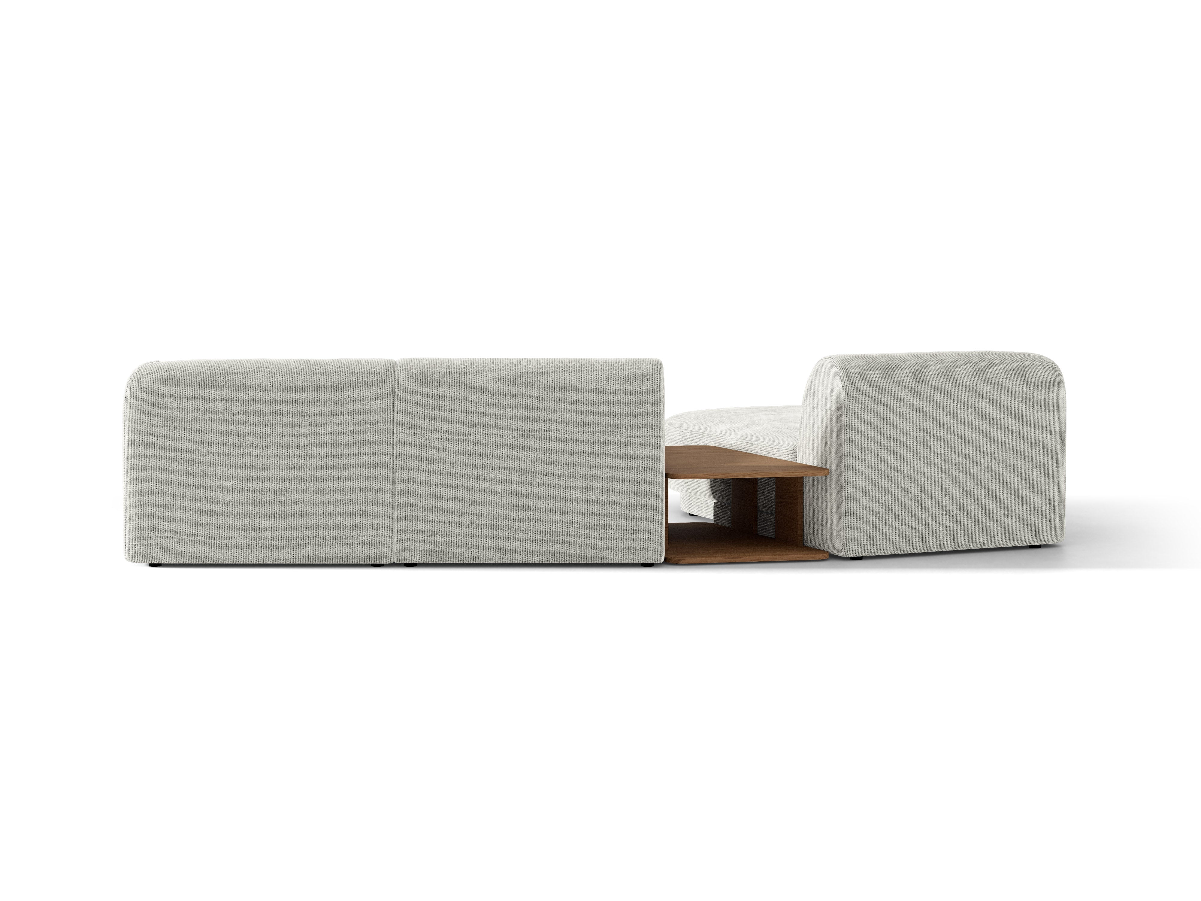 Modulares Ecksofa mit Tisch, 3-Sitzer, links, MILEY, graues Chenille