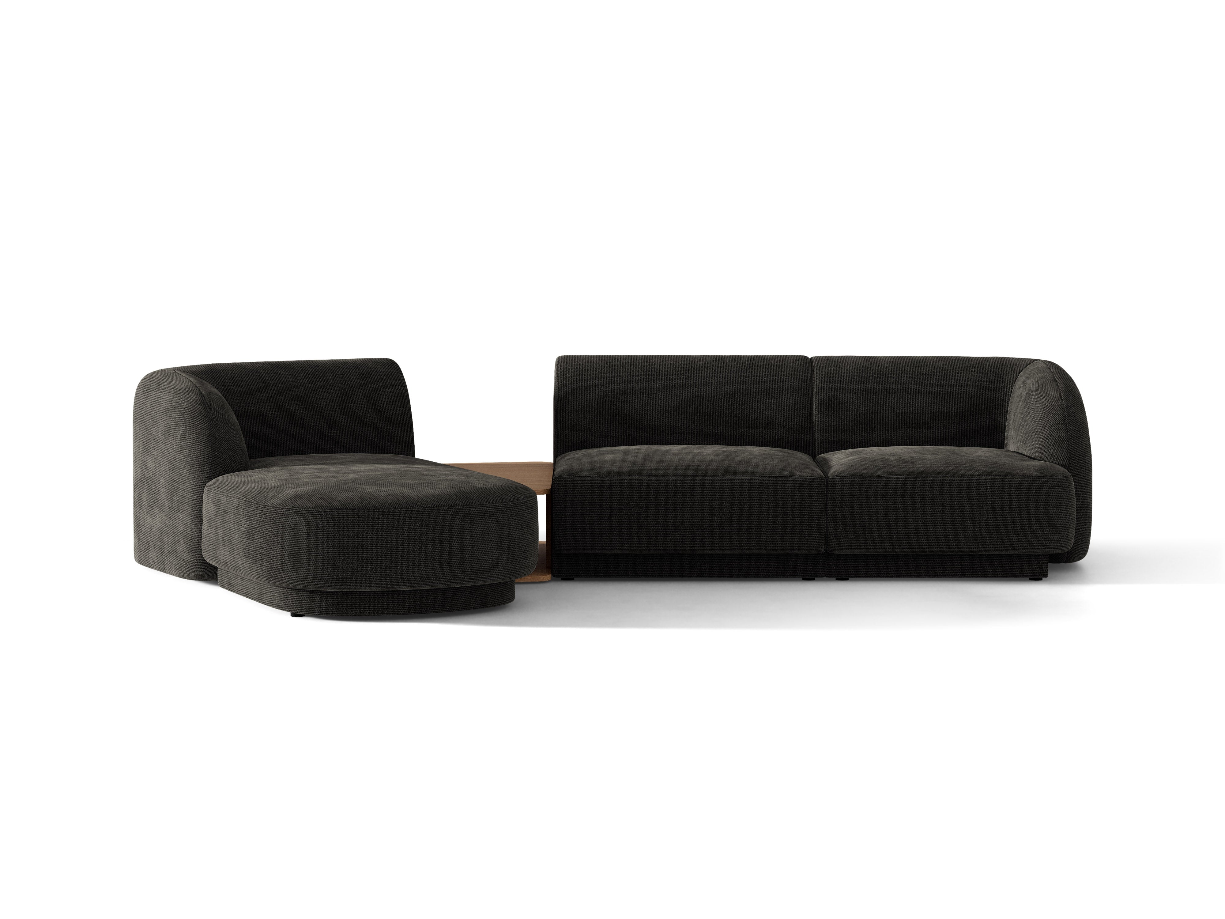 Modulares Ecksofa mit Tisch, 3-Sitzer, links, MILEY, schwarzer Chenille