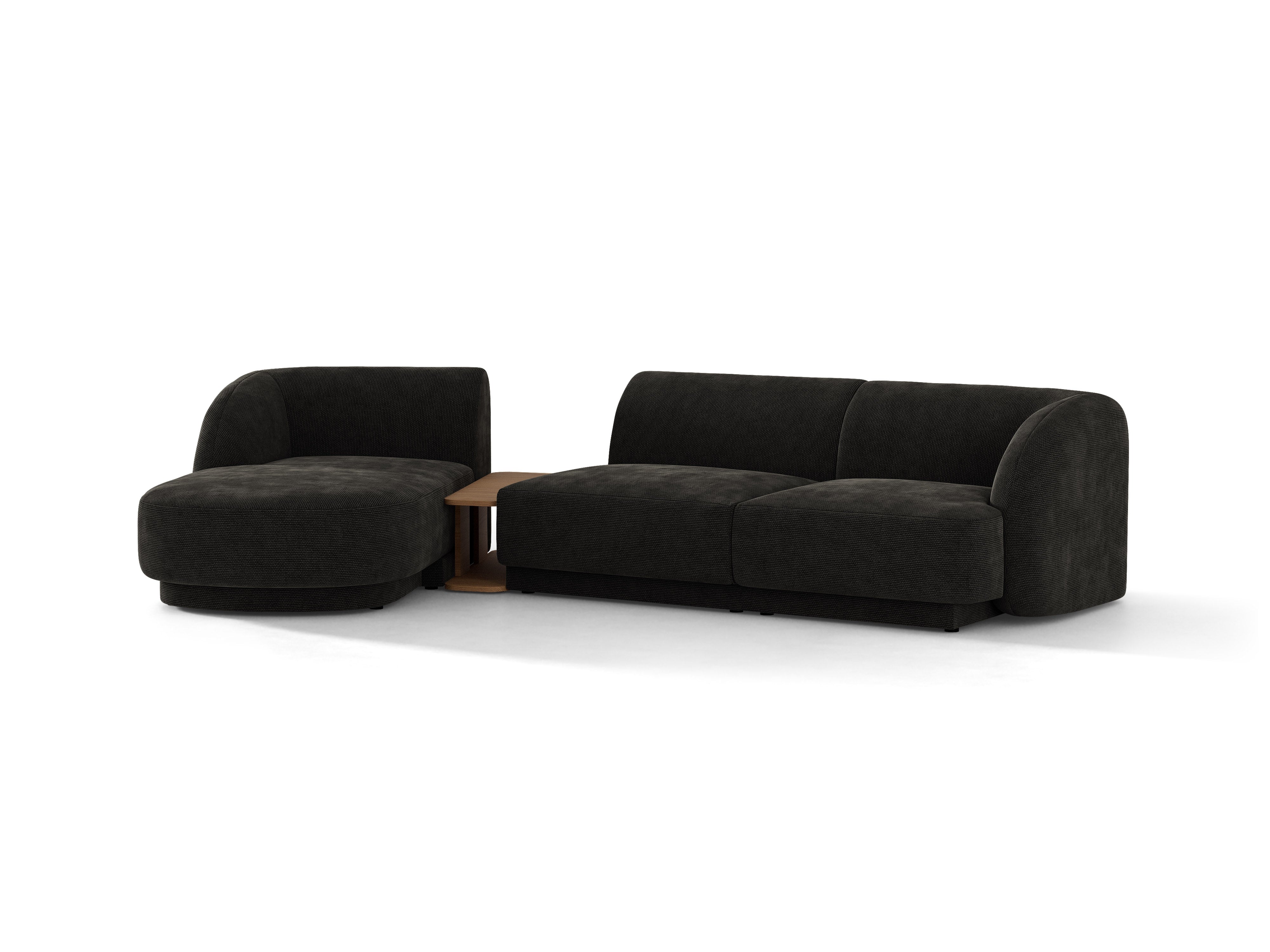 Modulares Ecksofa mit Tisch, 3-Sitzer, links, MILEY, schwarzer Chenille