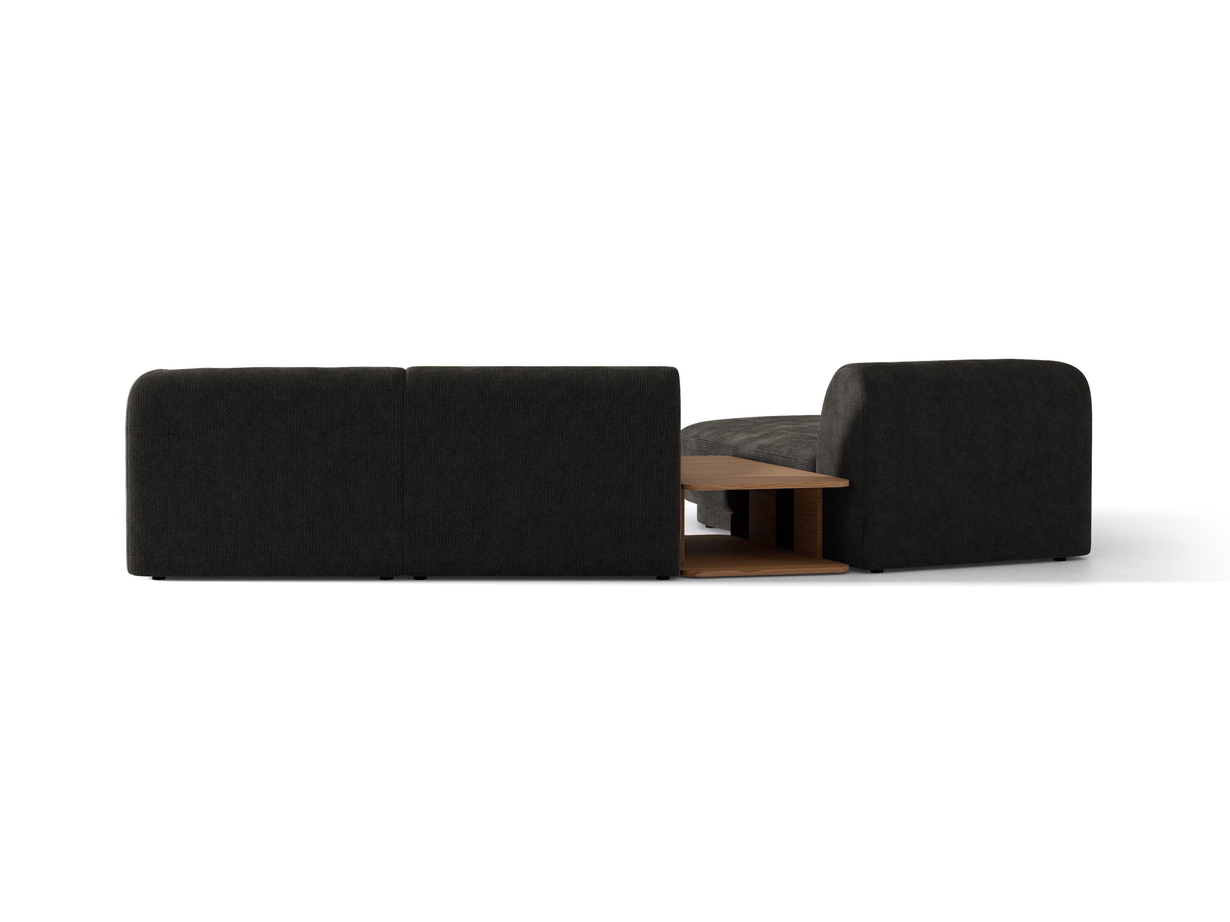 Modulares Ecksofa mit Tisch, 3-Sitzer, links, MILEY, schwarzer Chenille