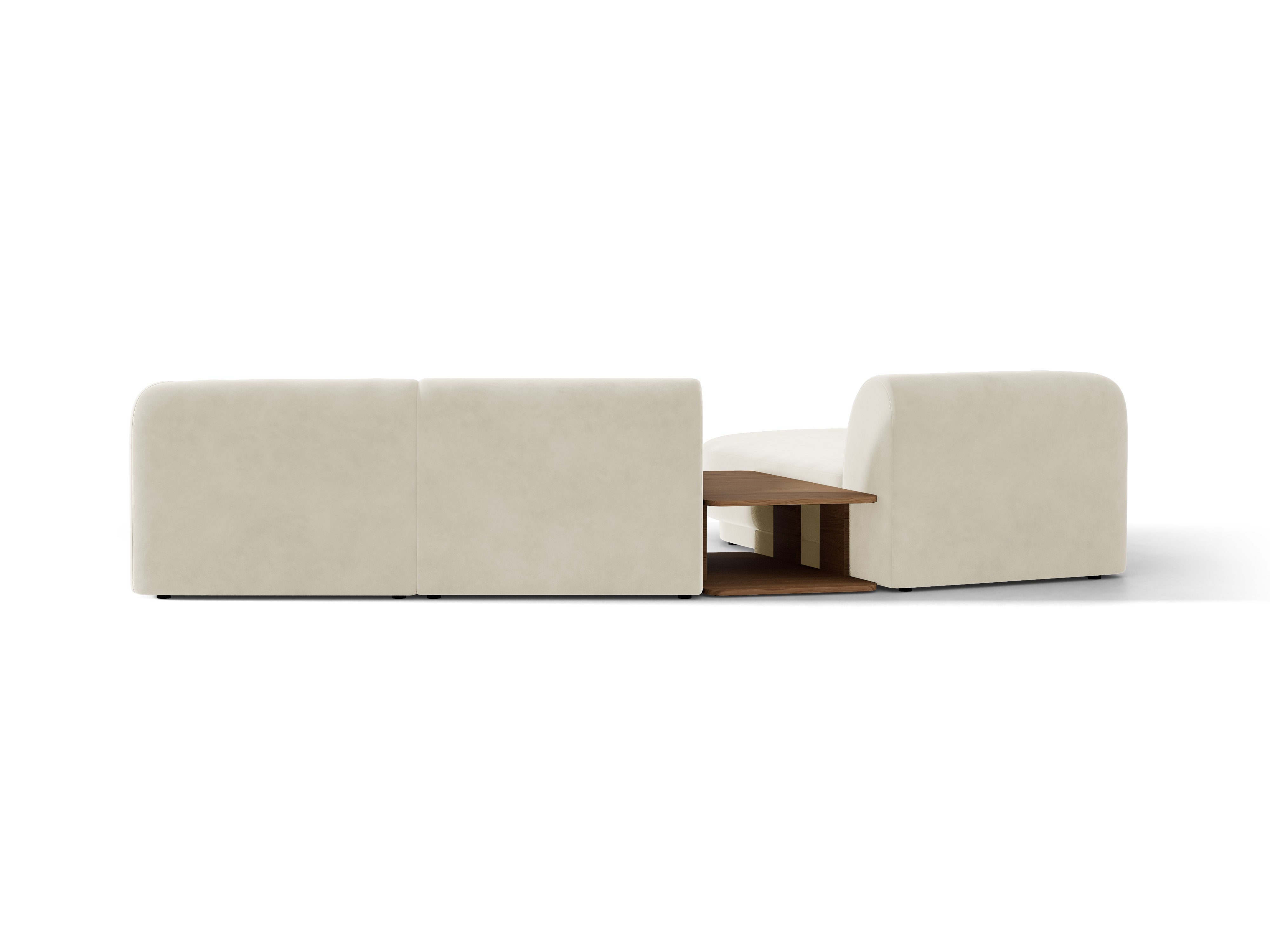 Modulares Ecksofa mit Tisch 3-sitzig links MILEY hellbeige