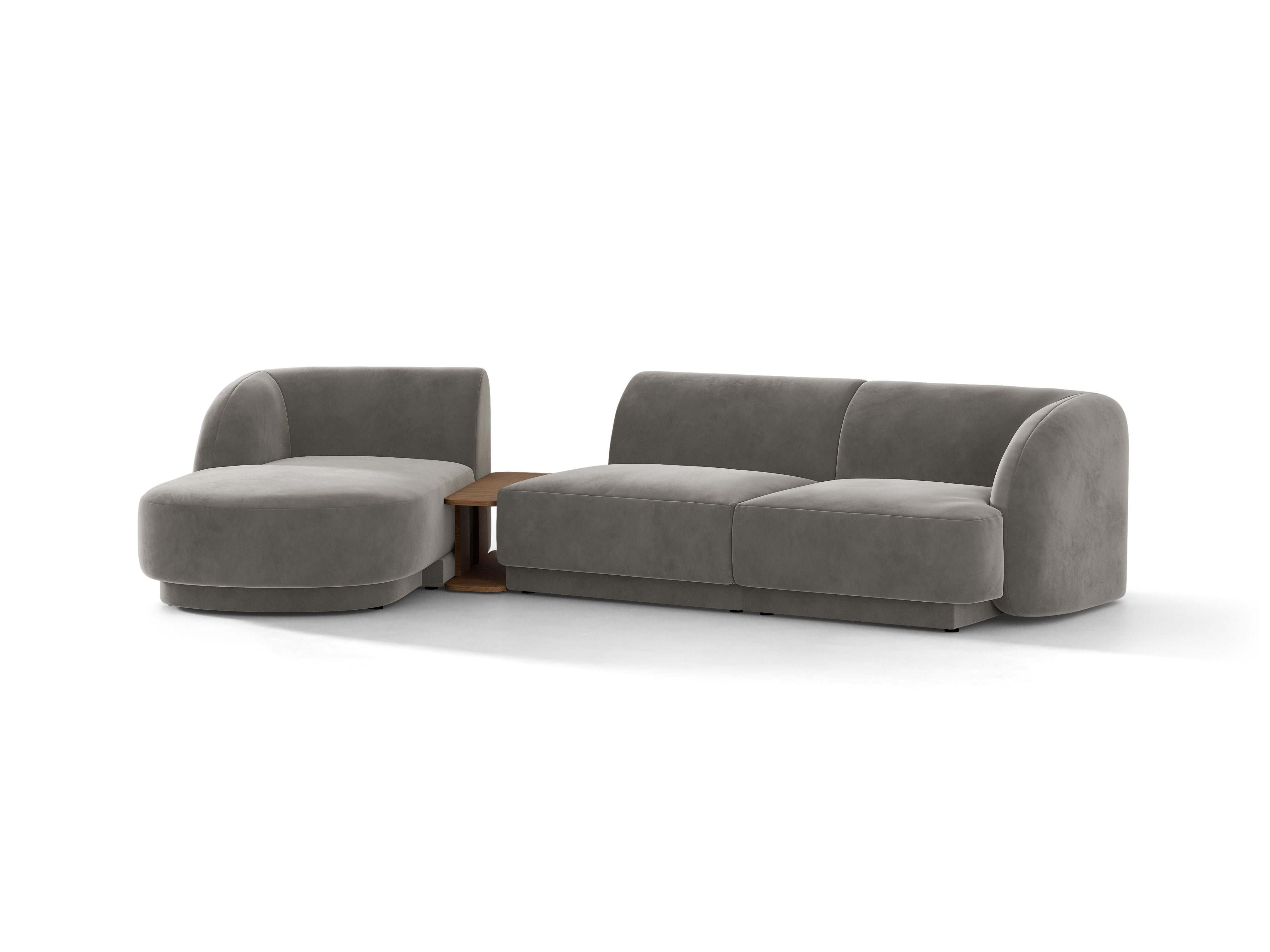 Modulares Ecksofa mit Tisch 3-sitzig links MILEY hellgrau