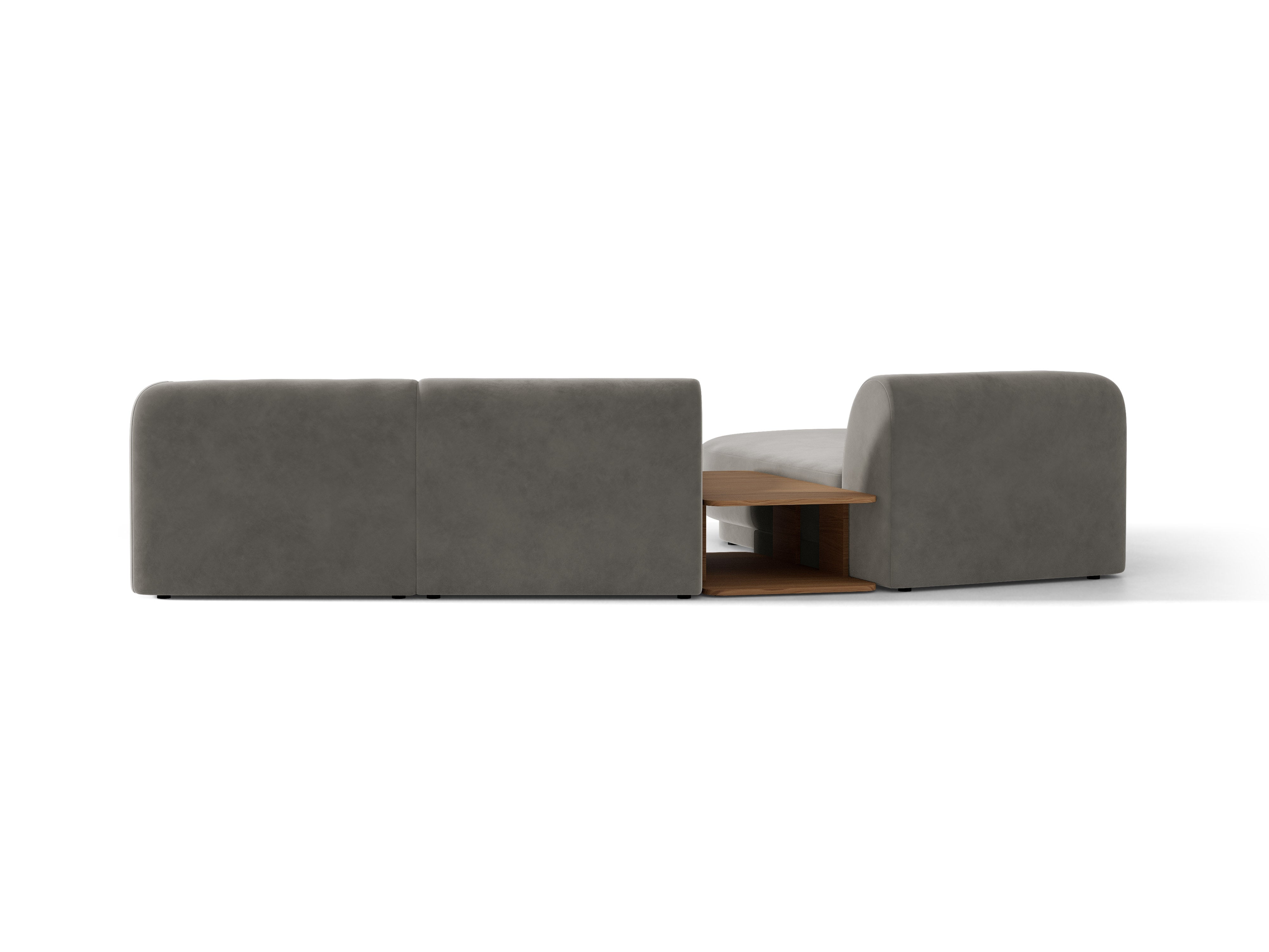 Modulares Ecksofa mit Tisch 3-sitzig links MILEY hellgrau