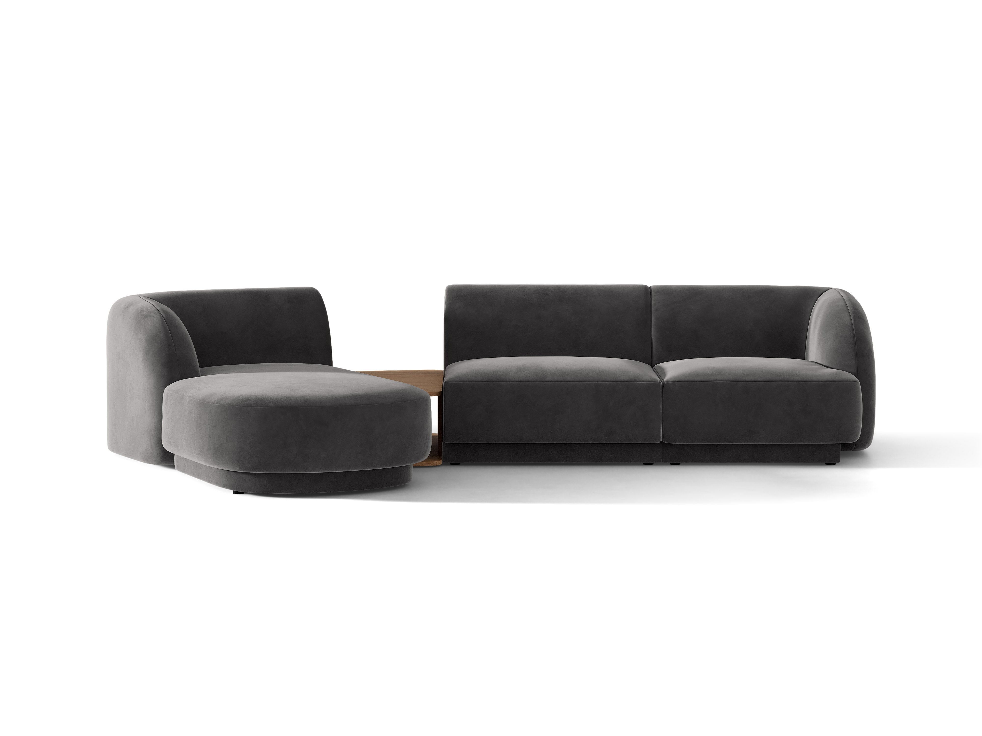 Modulares Ecksofa mit Tisch 3-sitzig links MILEY grau
