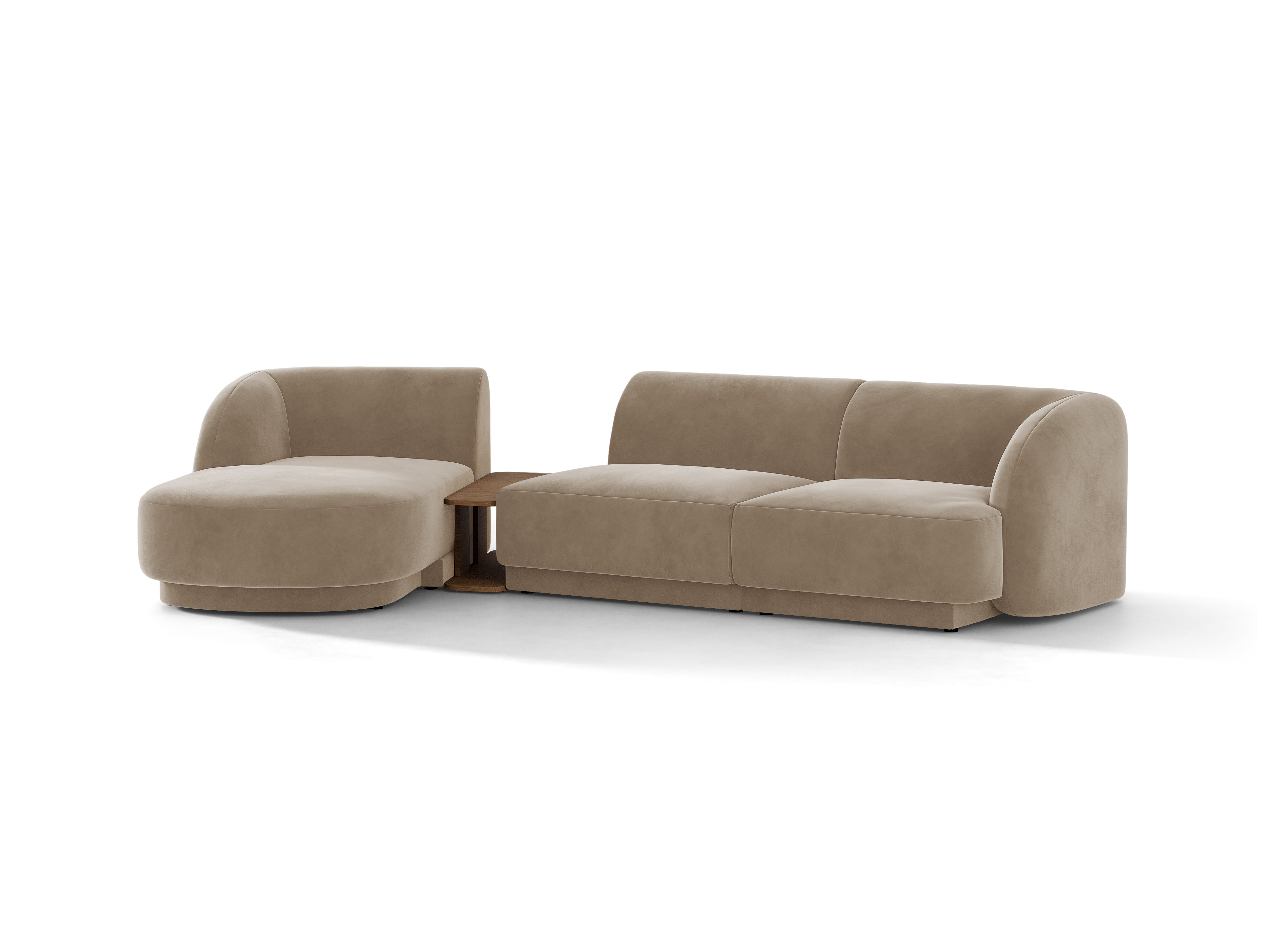 Modulares Ecksofa mit Tisch 3-Sitzer links MILEY cappuccino