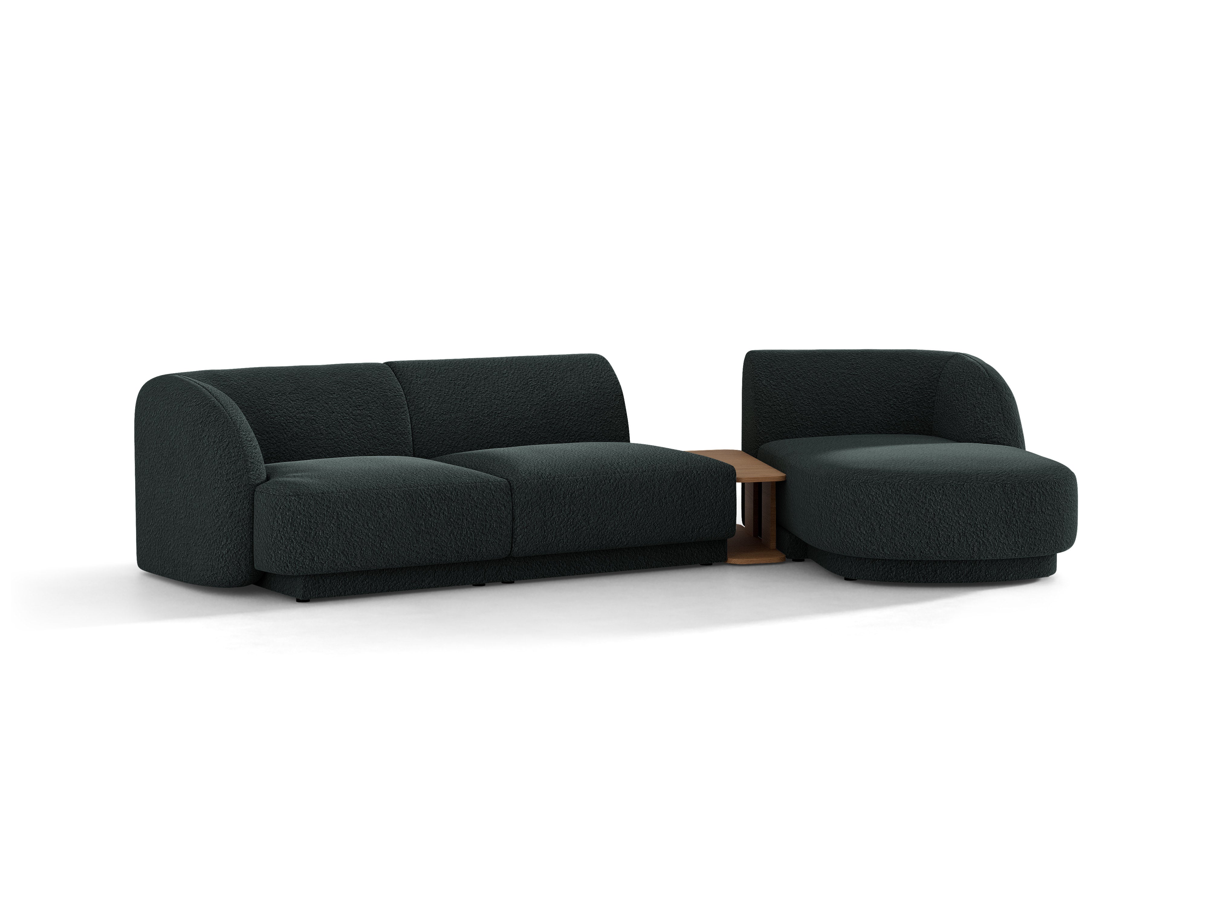 Modulares Ecksofa mit Tisch 3-sitzig rechts MILEY schwarz Boucle