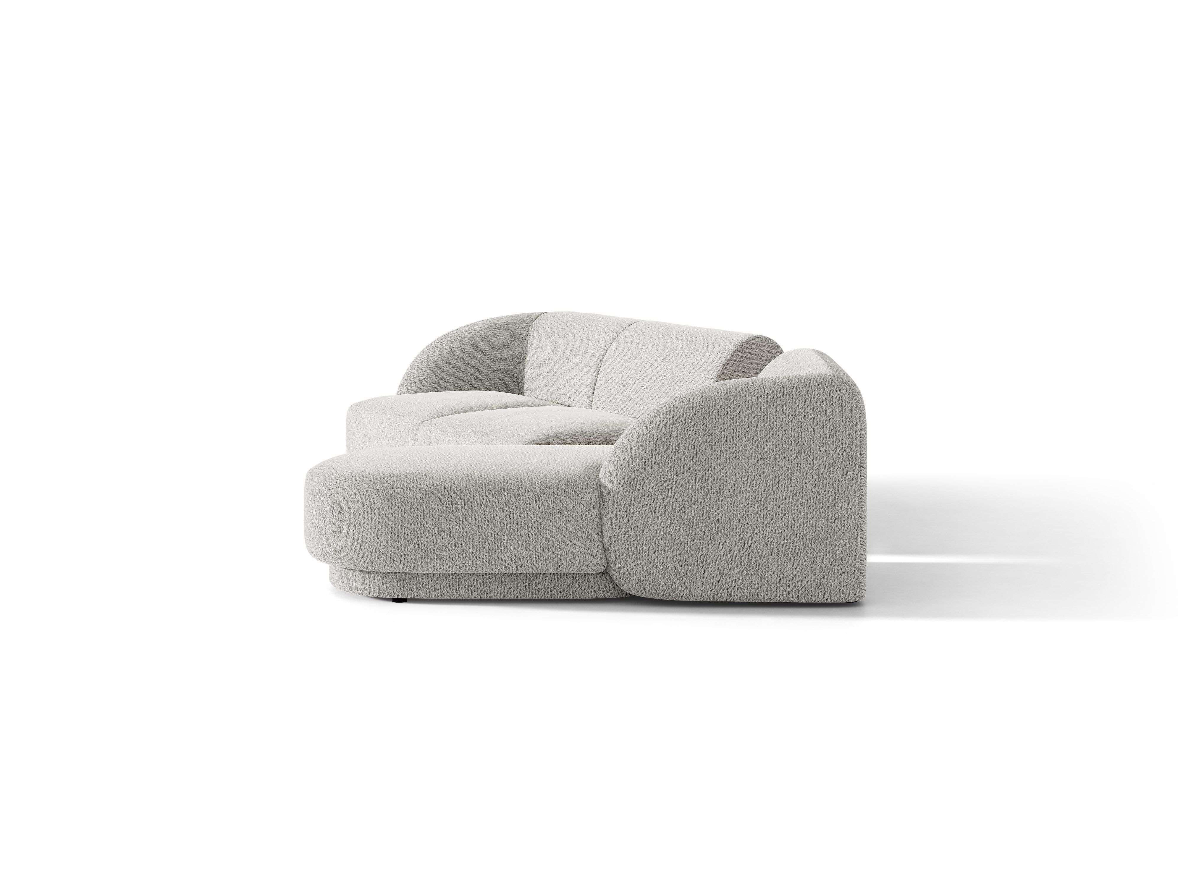 Modulares Ecksofa mit Tisch, 3-Sitzer, rechtsseitig, MILEY, hellgraue Boucle