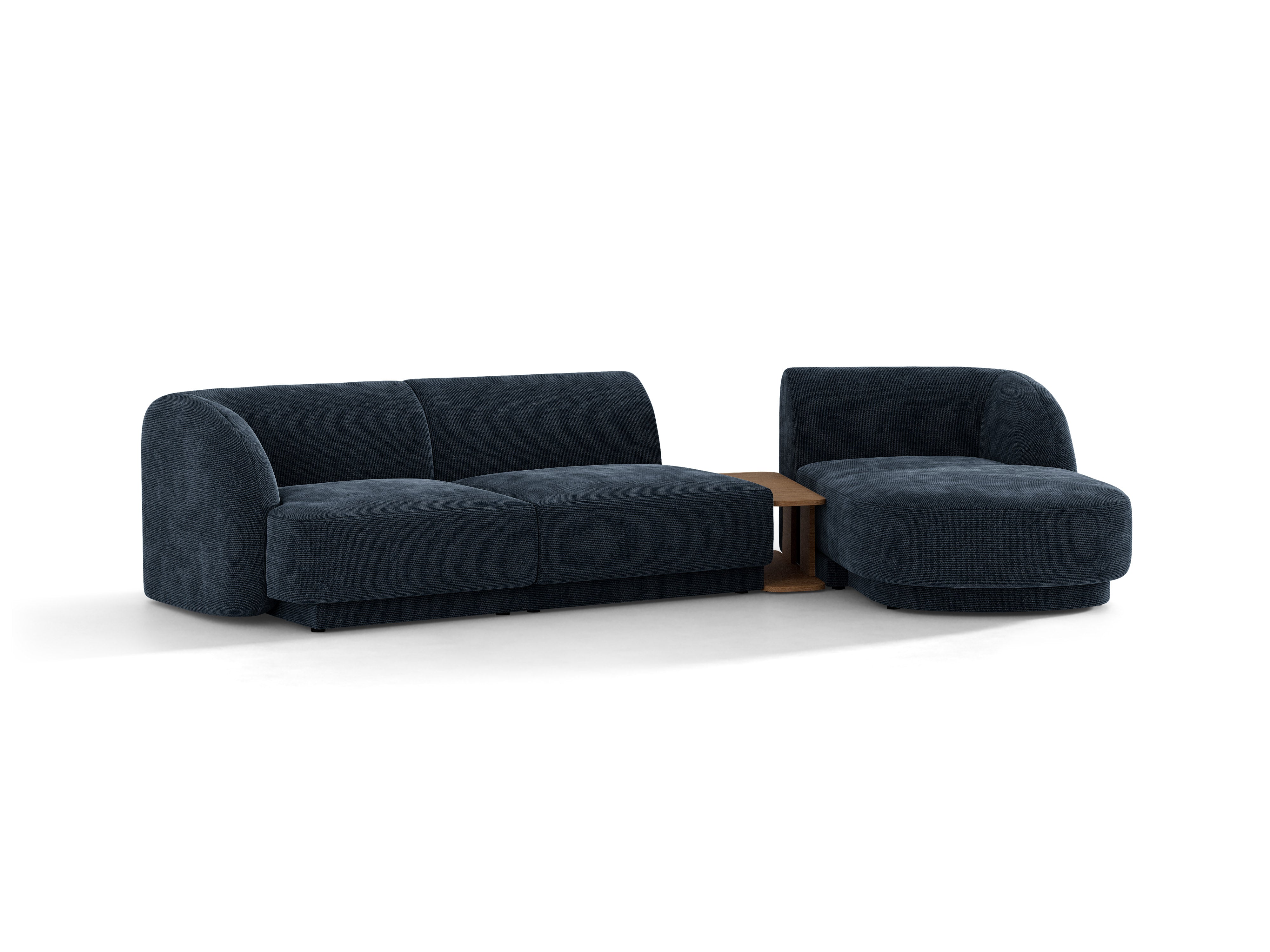 Modulares Ecksofa mit Tisch 3-Sitzer rechts MILEY königsblau samtig