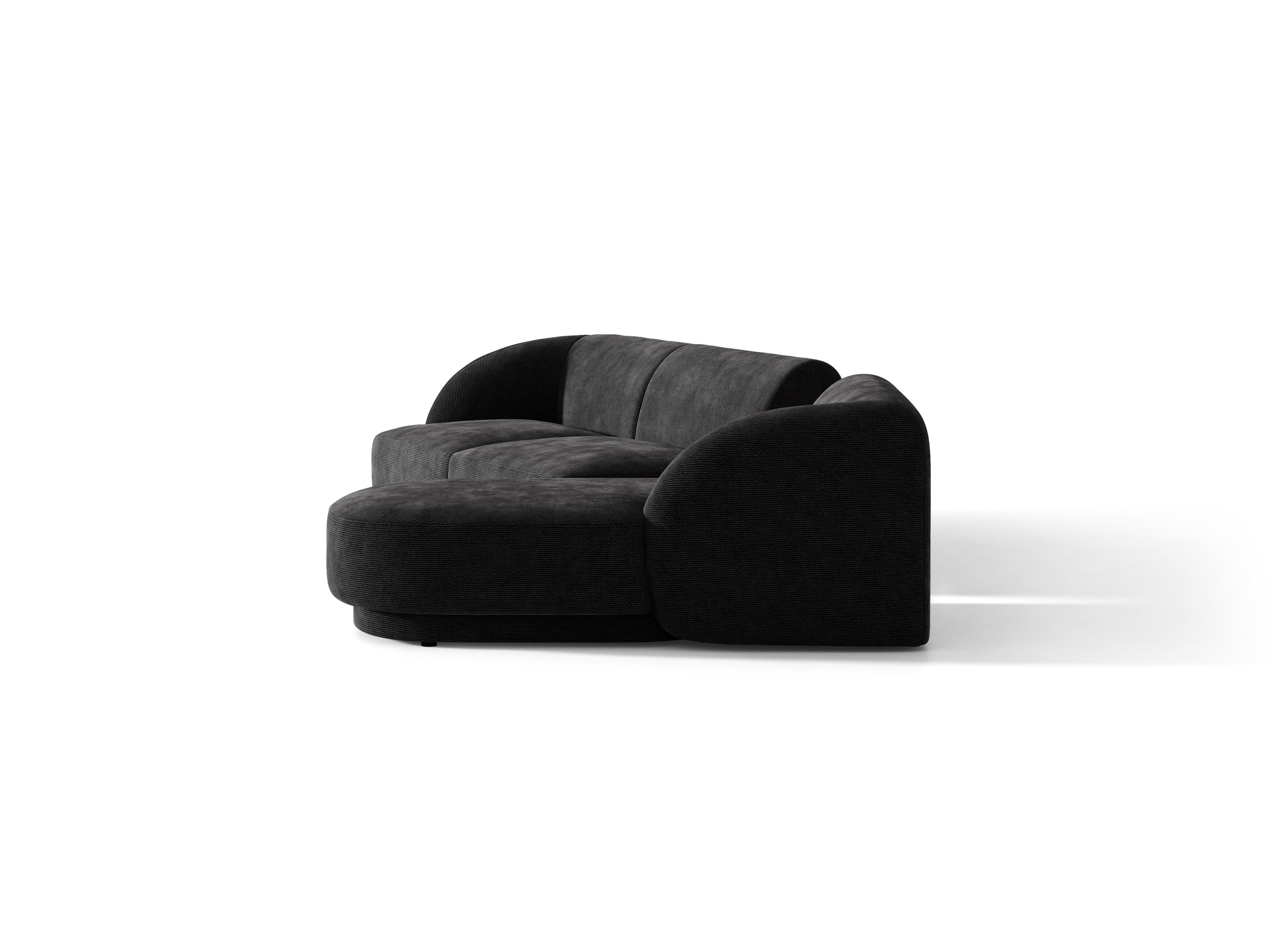 Modulares Ecksofa mit Tisch, 3-Sitzer, rechtsseitig, MILEY, schwarzer, seidiger Chenille