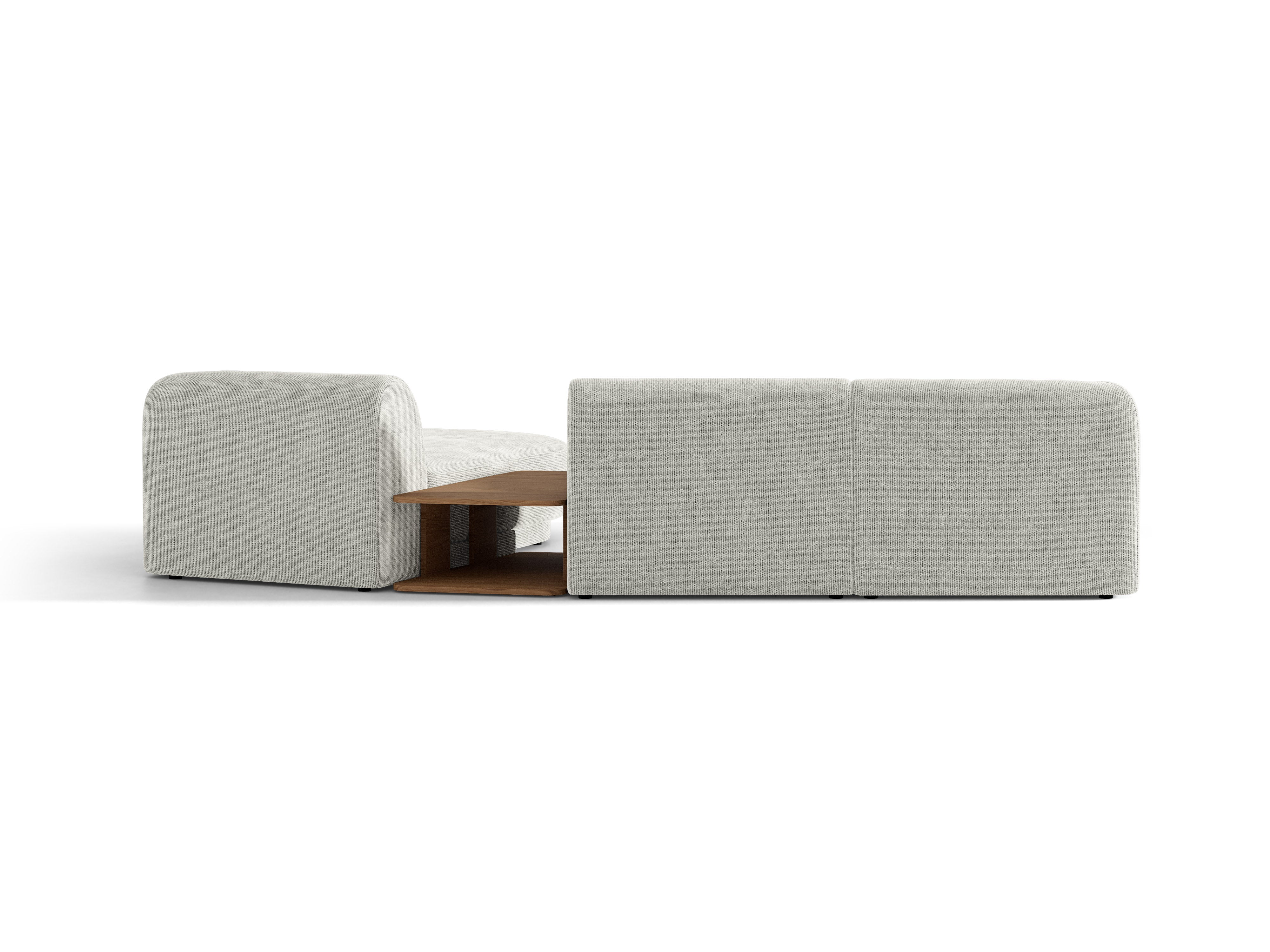 Modulares Ecksofa mit Tisch, 3-Sitzer, rechtsseitig, MILEY, graues Chenille