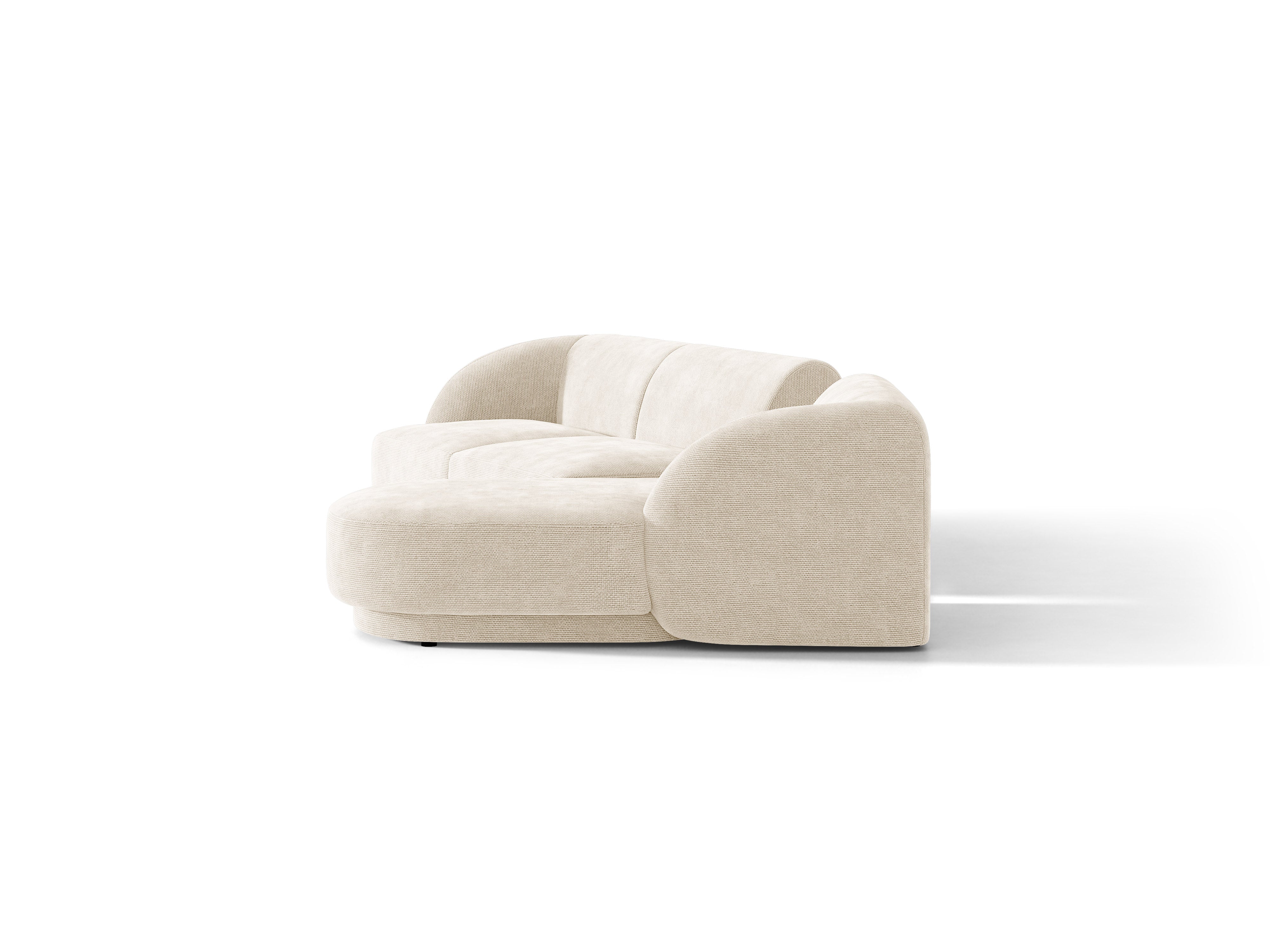 Modulares Ecksofa mit Tisch 3-Sitzer rechts MILEY Elfenbein Chenille
