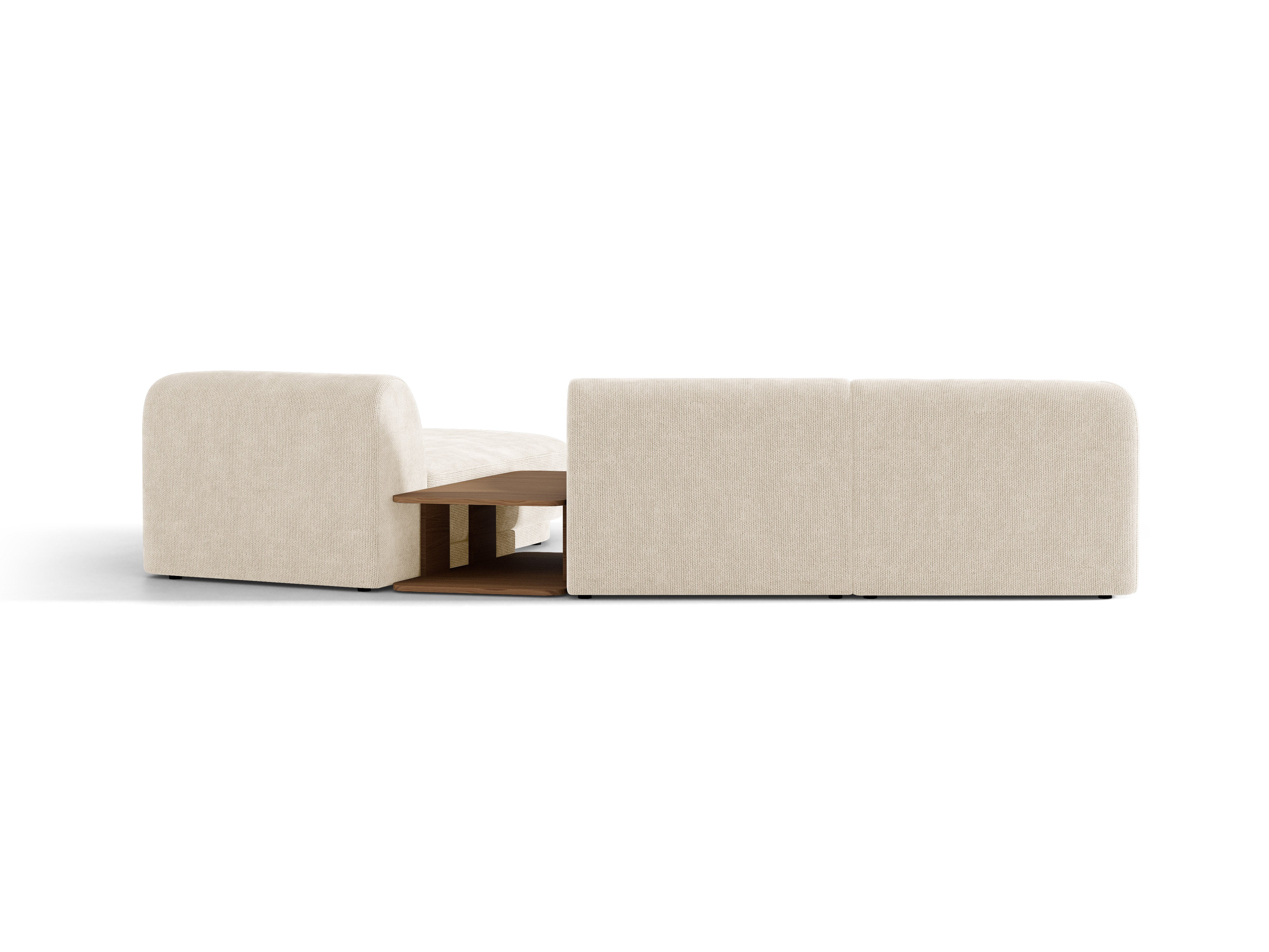 Modulares Ecksofa mit Tisch 3-Sitzer rechts MILEY Elfenbein Chenille