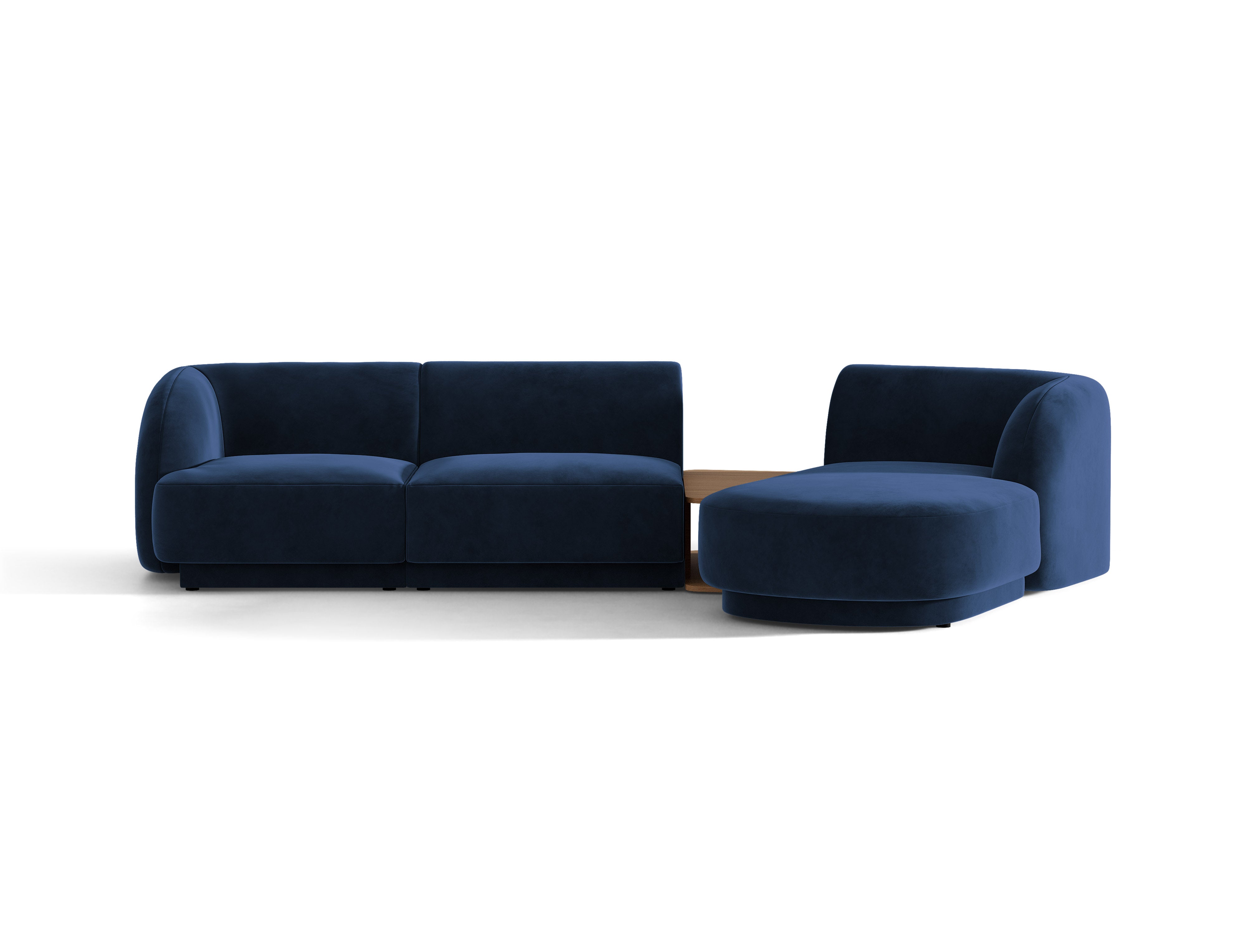 Modulares Ecksofa mit Tisch, 3-Sitzer, rechtsseitig, samtig, MILEY, königsblau
