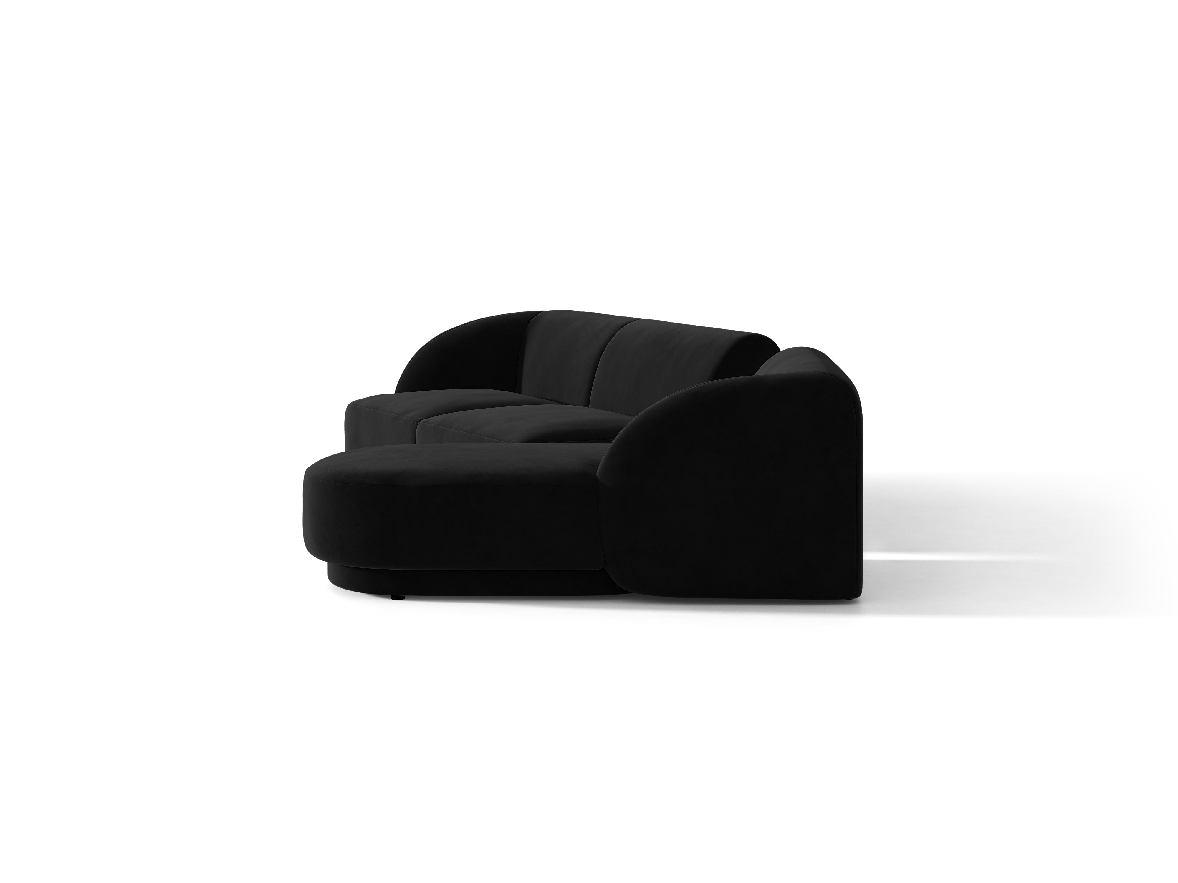 Modulares Ecksofa mit Tisch, 3-Sitzer, rechtsseitig, samtig, MILEY, schwarz