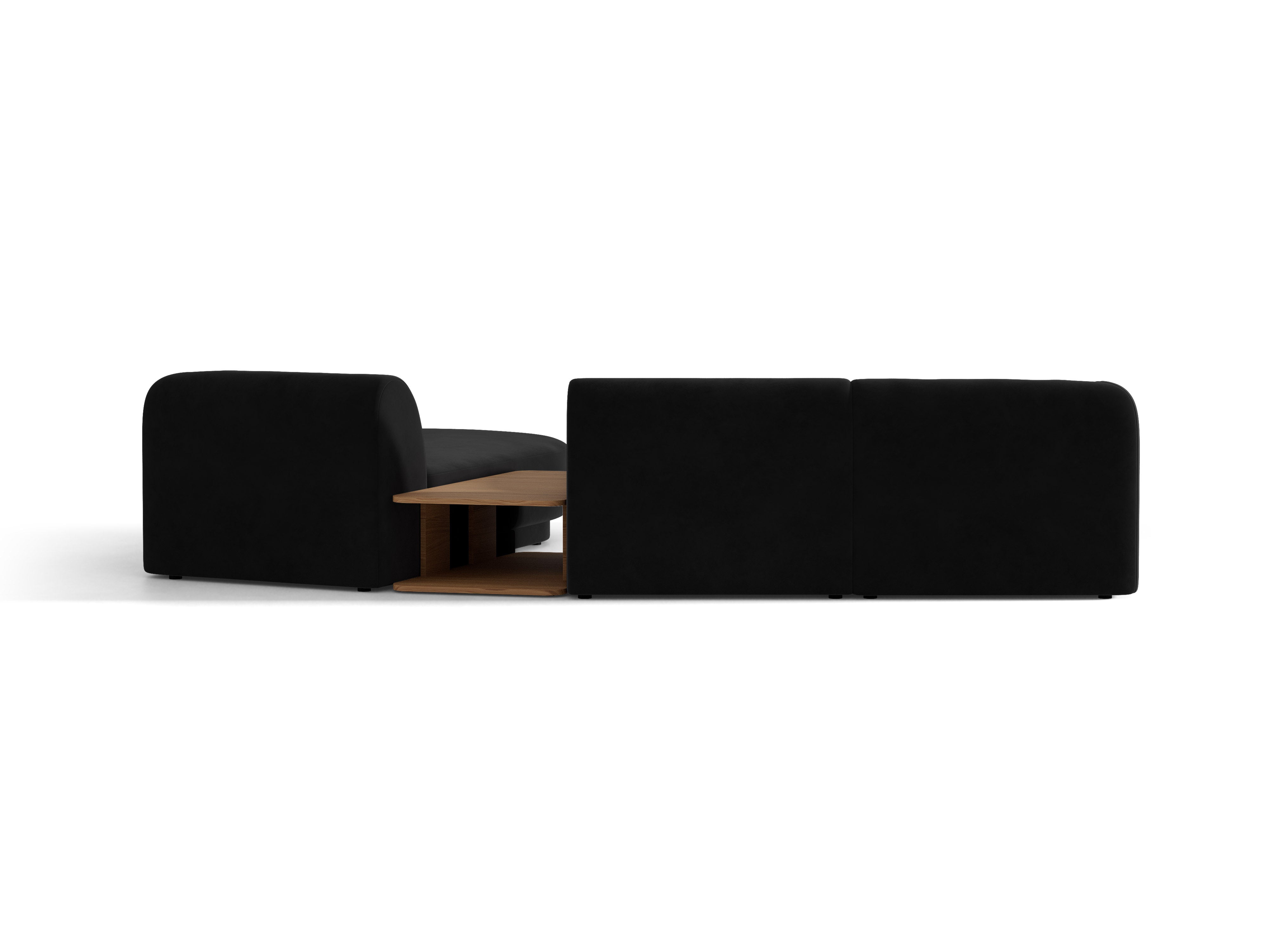 Modulares Ecksofa mit Tisch, 3-Sitzer, rechtsseitig, samtig, MILEY, schwarz