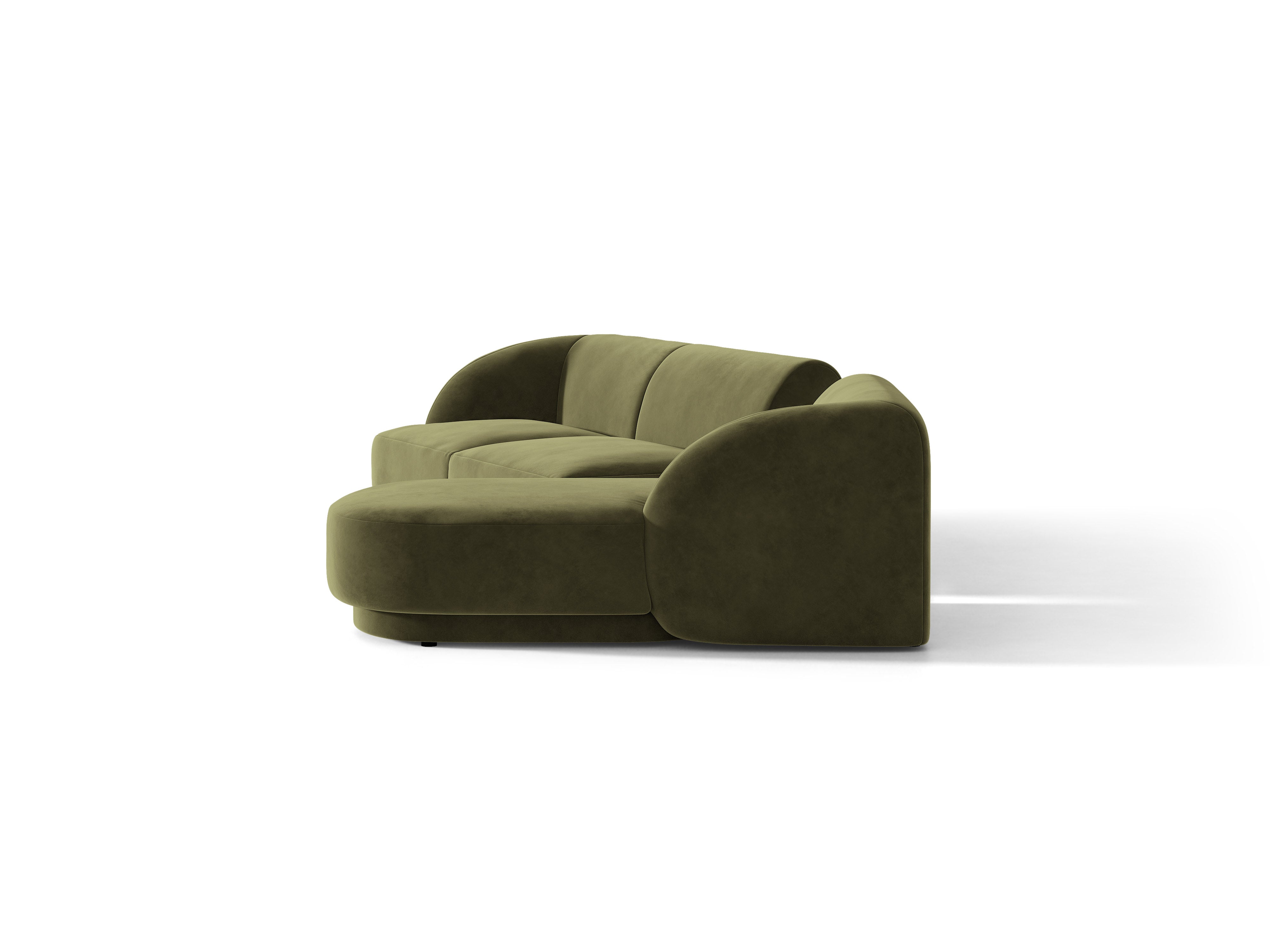 Modulares Ecksofa mit Tisch, 3-Sitzer, rechtsseitig, samtig, MILEY, grün