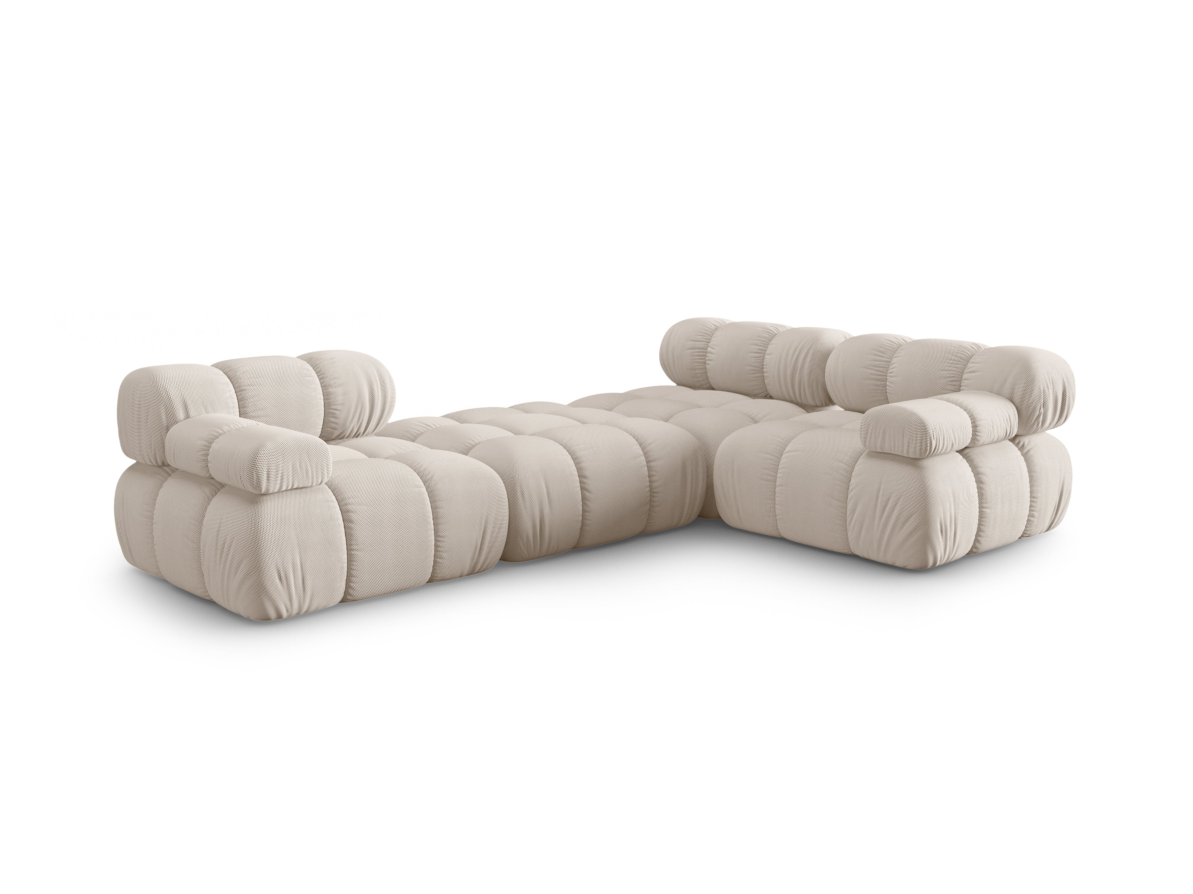 Universelle Eckcouch BELLIS in beigem 3D-Stoff