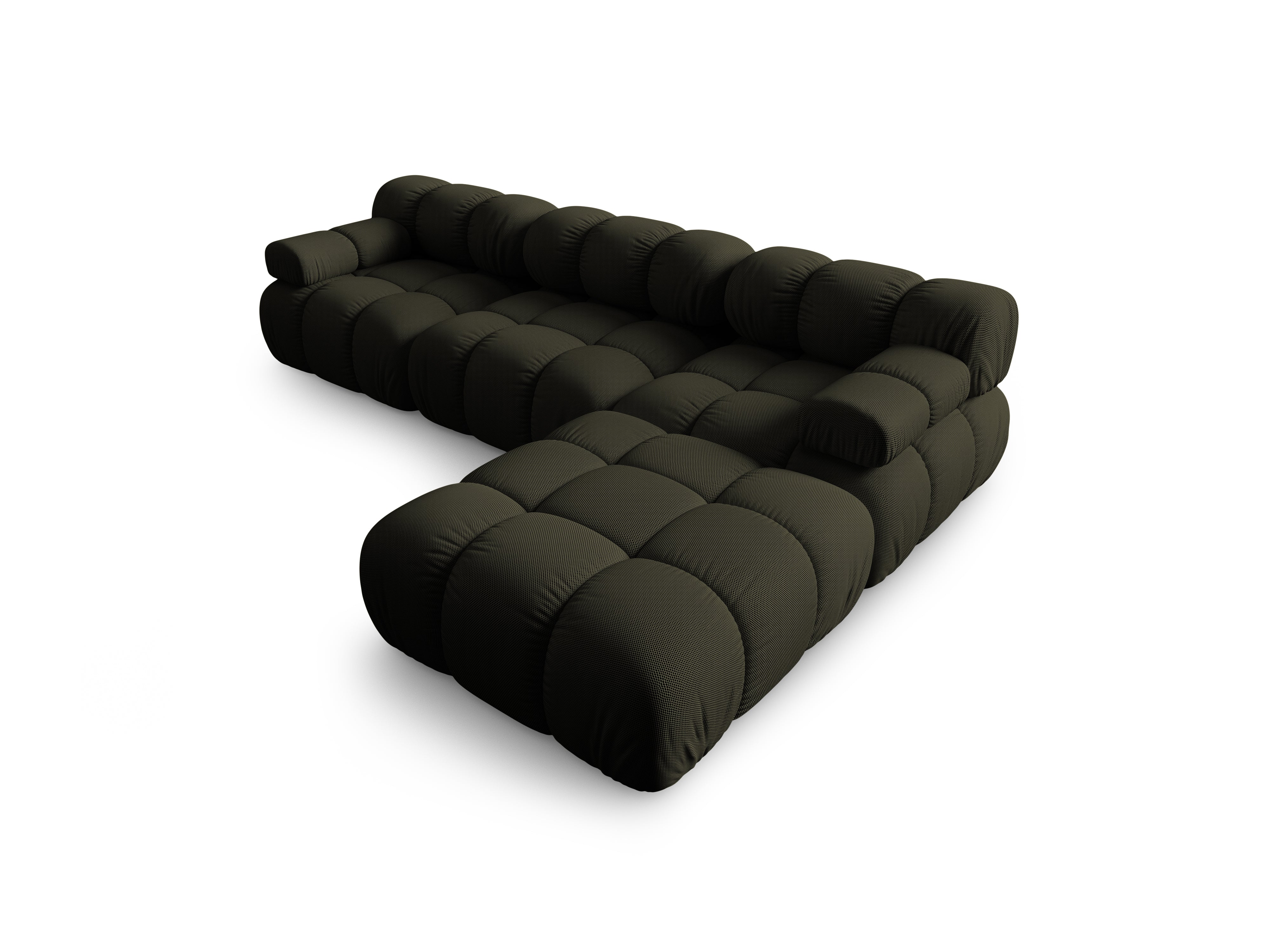 Universeller Ecksofa BELLIS in dunkelgrüner 3D-Stoffqualität