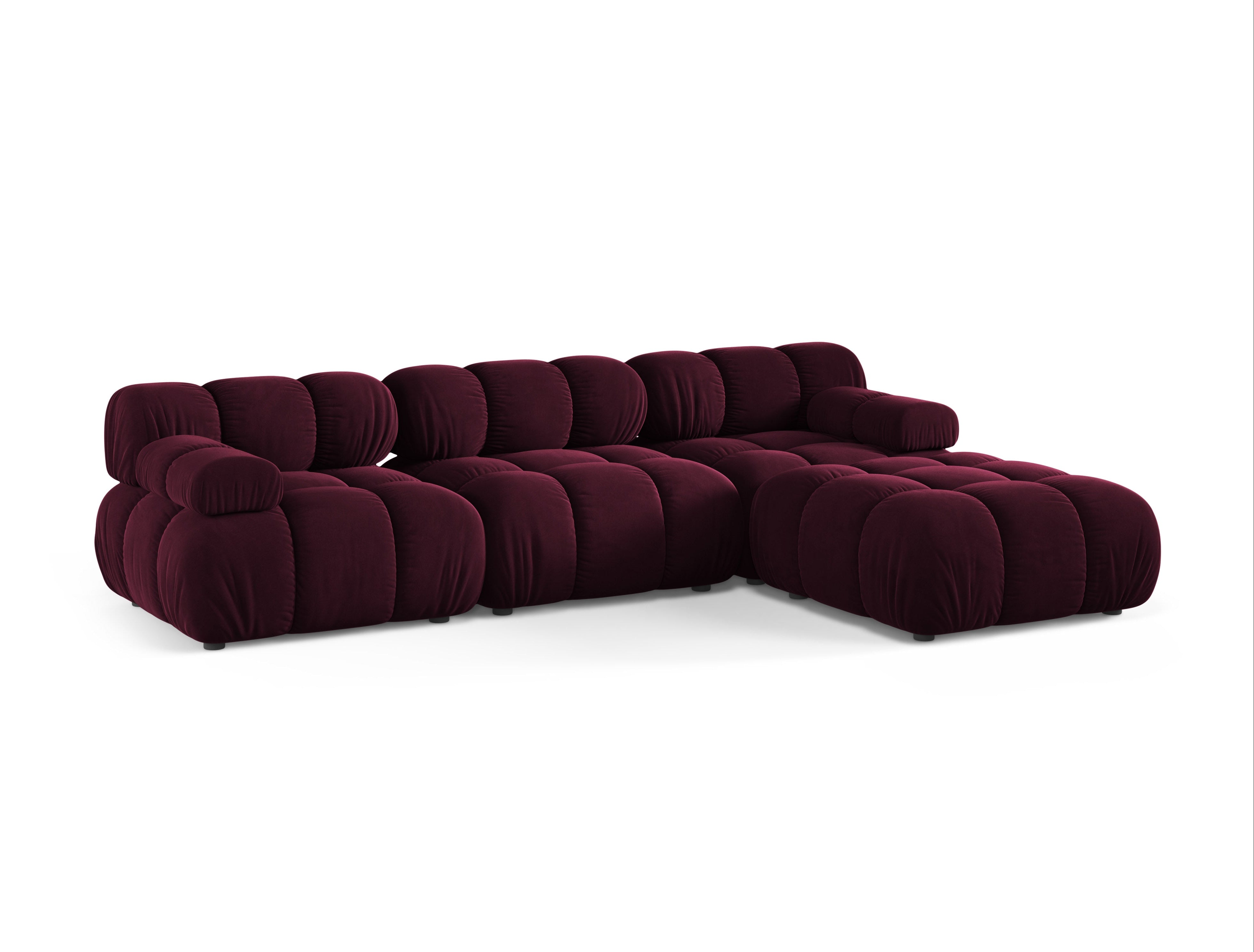 Universelle Eckcouch BELLIS in burgunderfarbenem Velours