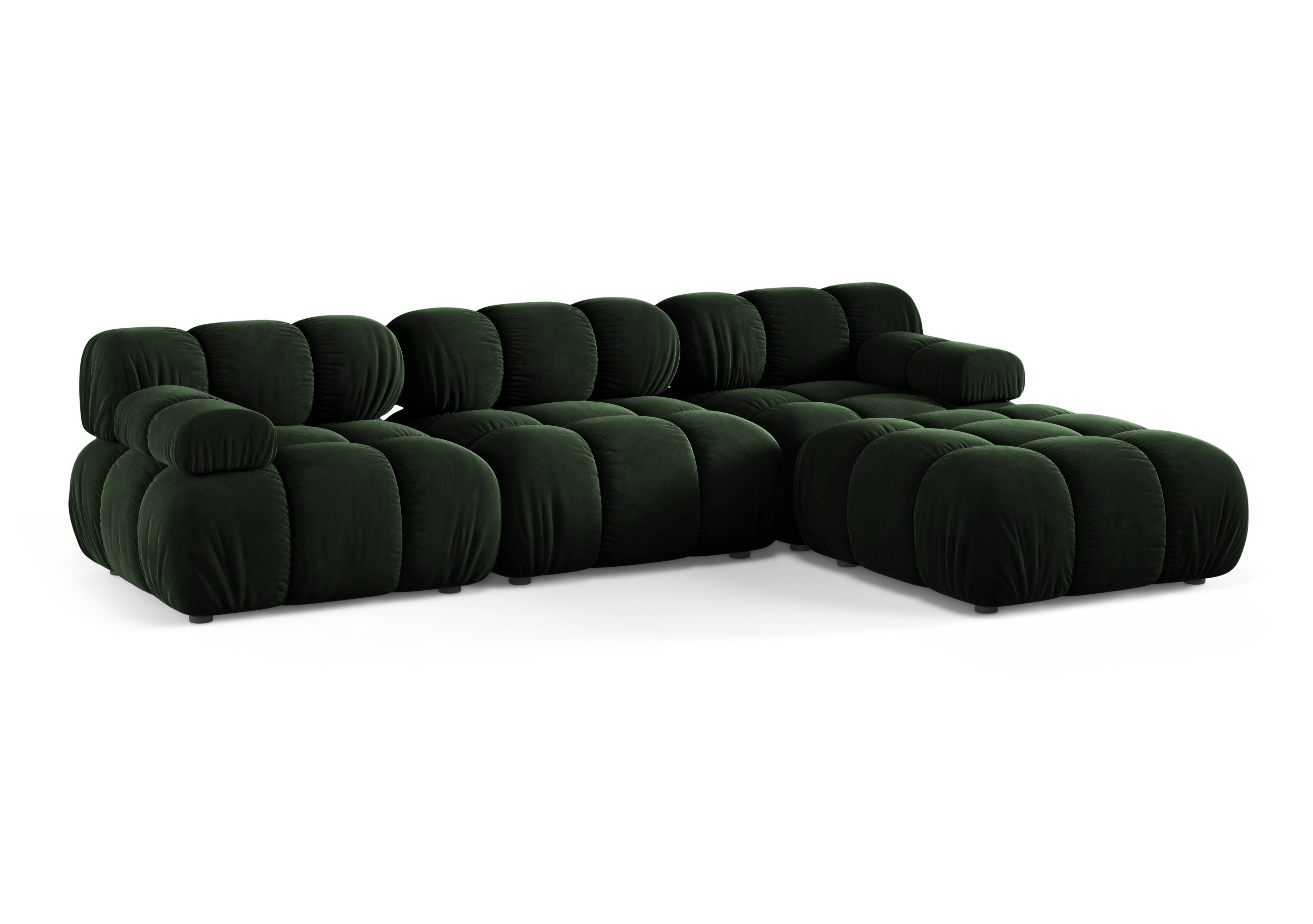 Universelle Eckcouch BELLIS in Flaschengrün Velours