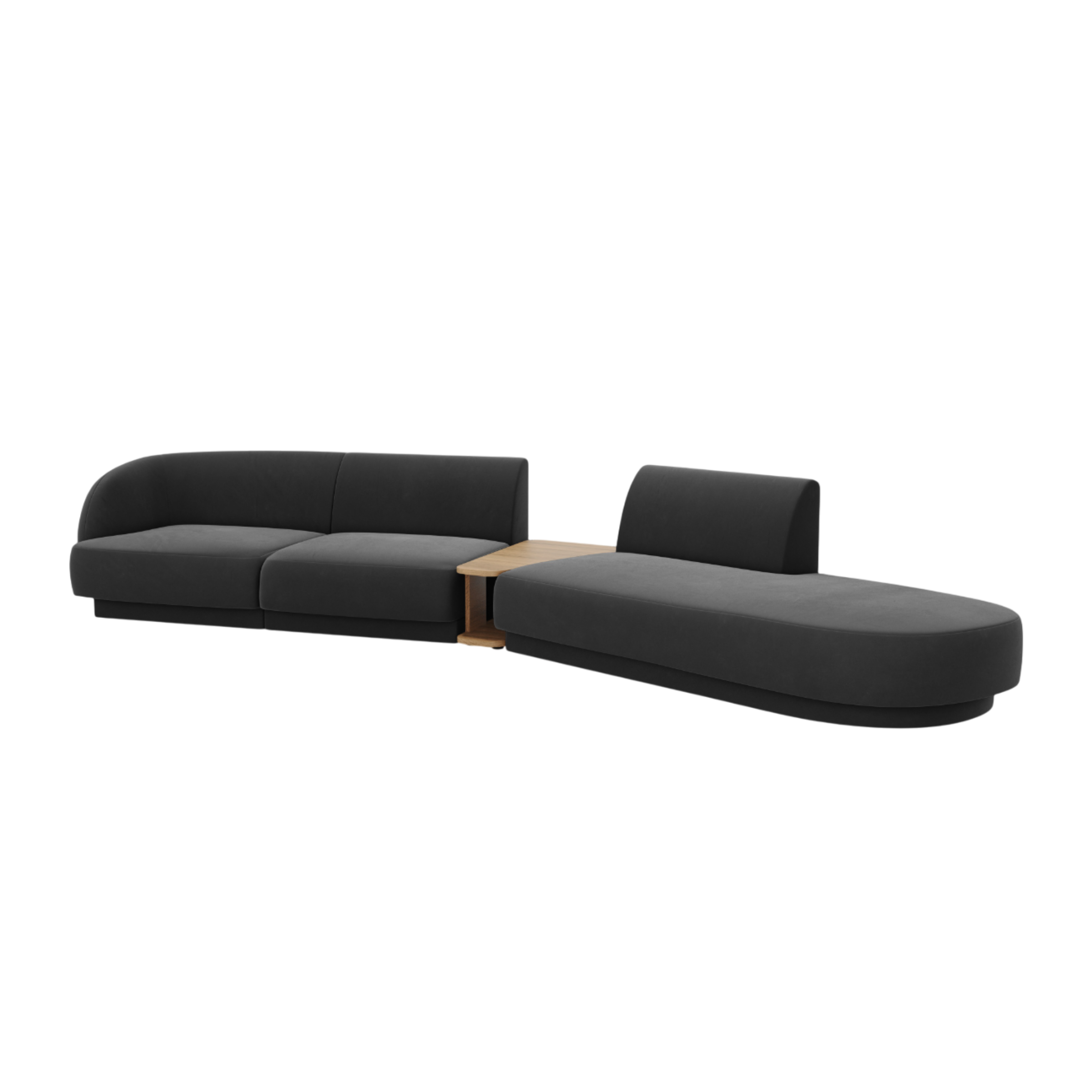 Modulares Sofa mit Tisch, 4-Sitzer, samt MILEY, grau