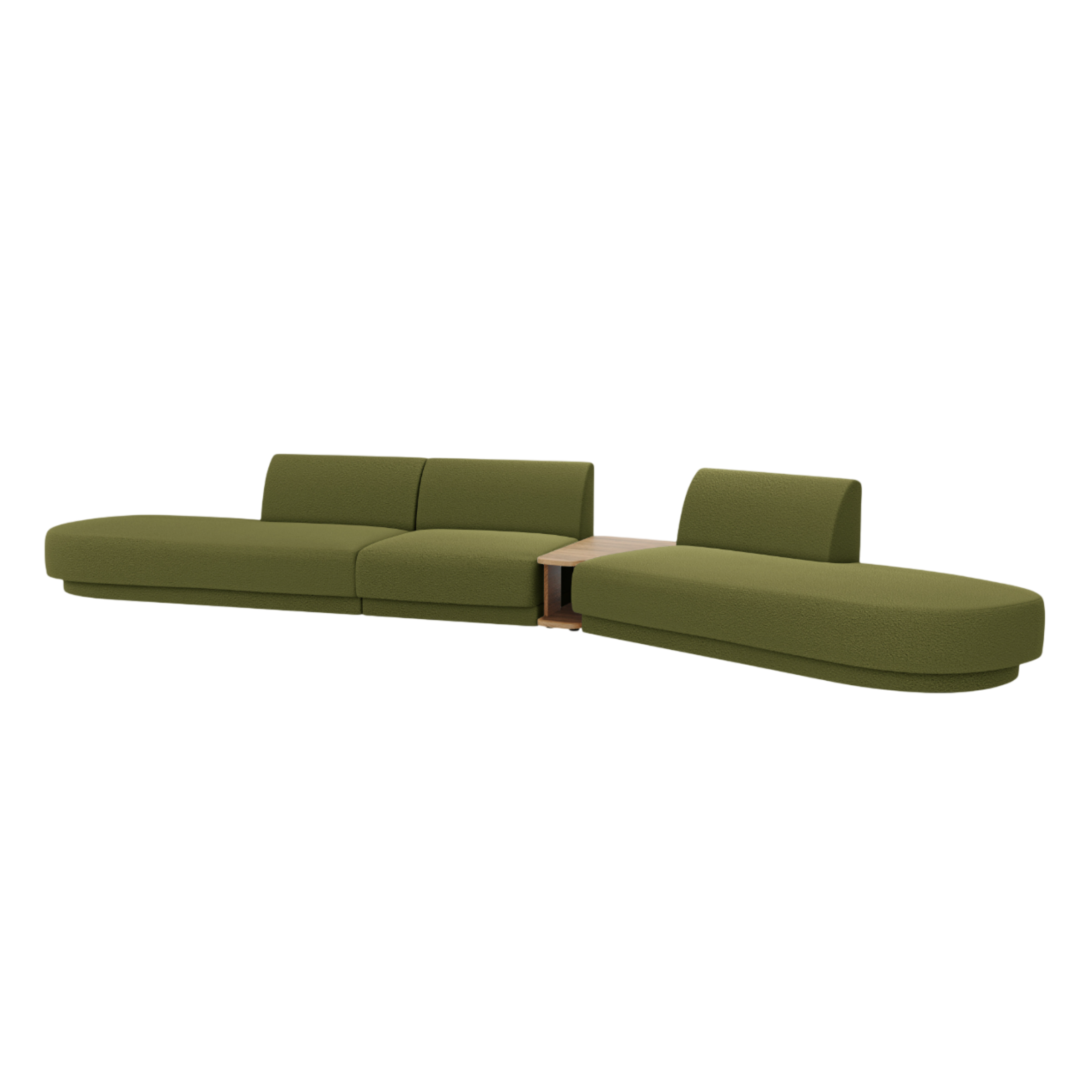 Modulares Sofa mit Tisch, 5-Sitzer MILEY, grün Boucle