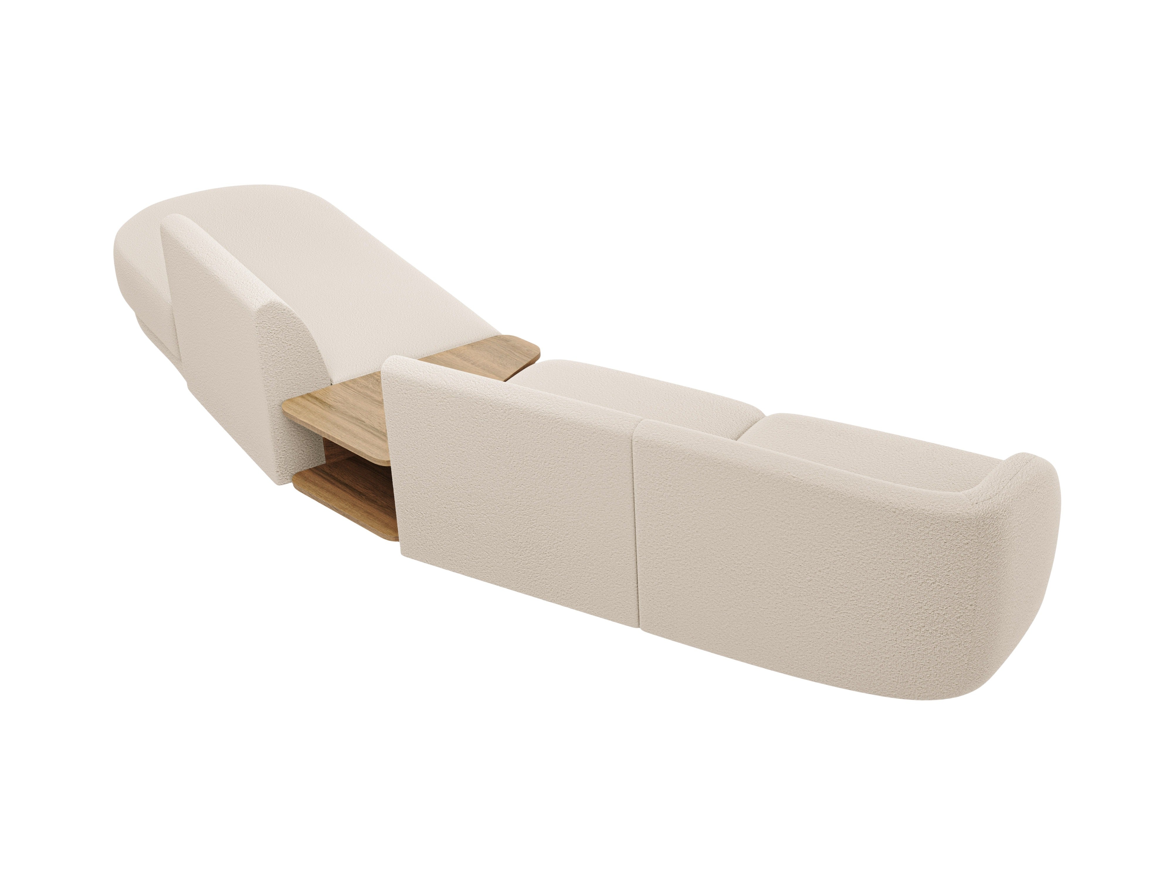 Right-facing modular sofa with table for 4 people MILEY beige boucle