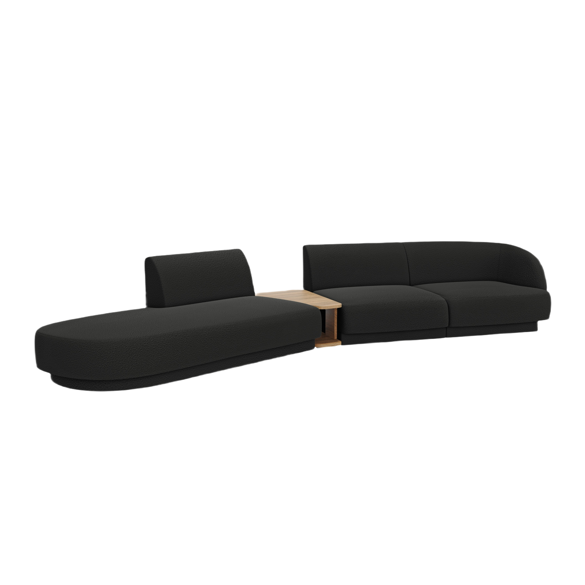 Modulares Sofa links mit Tisch für 4 Personen MILEY schwarz Boucle