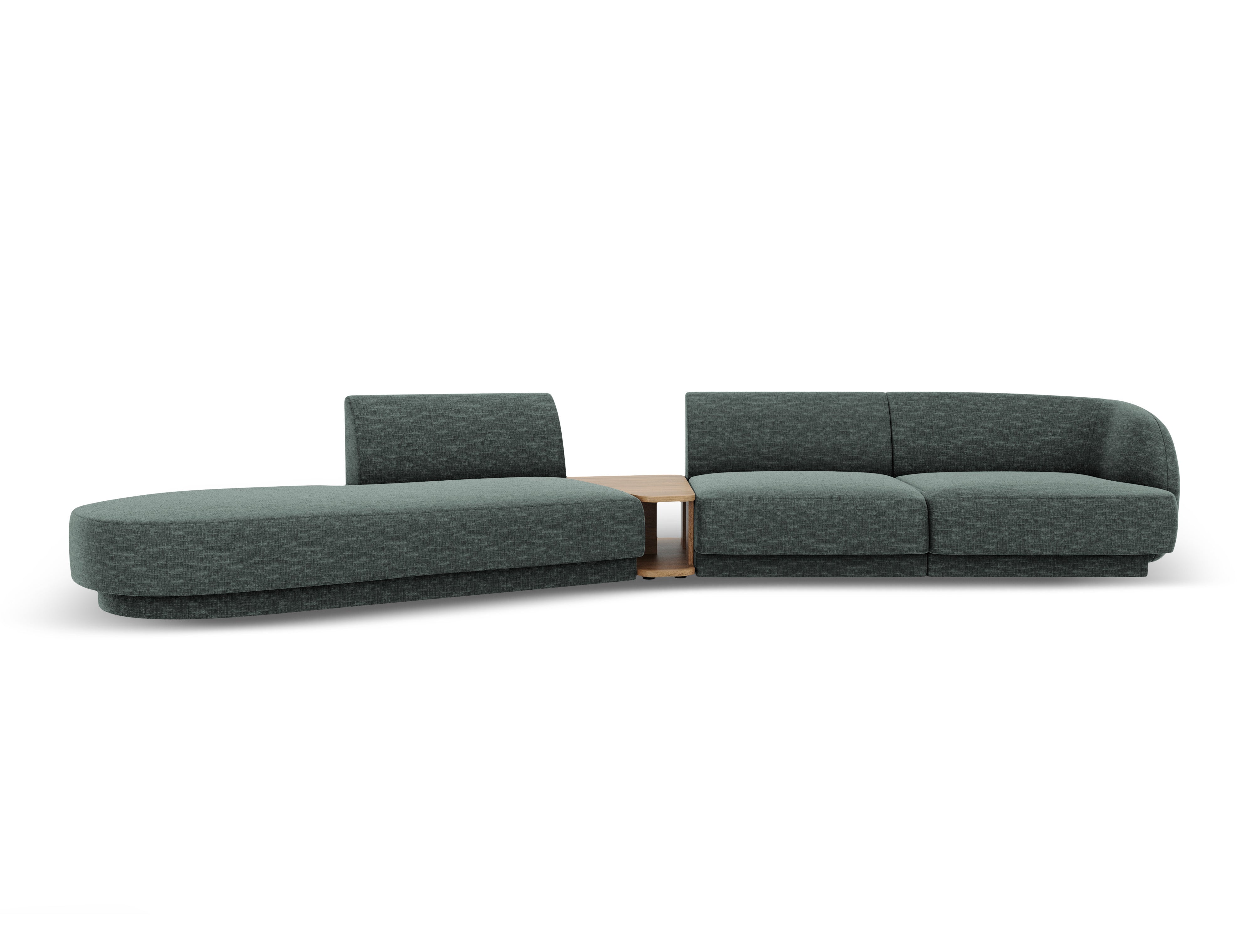Modulares Sofa links mit Tisch für 4 Personen MILEY petrol samtig