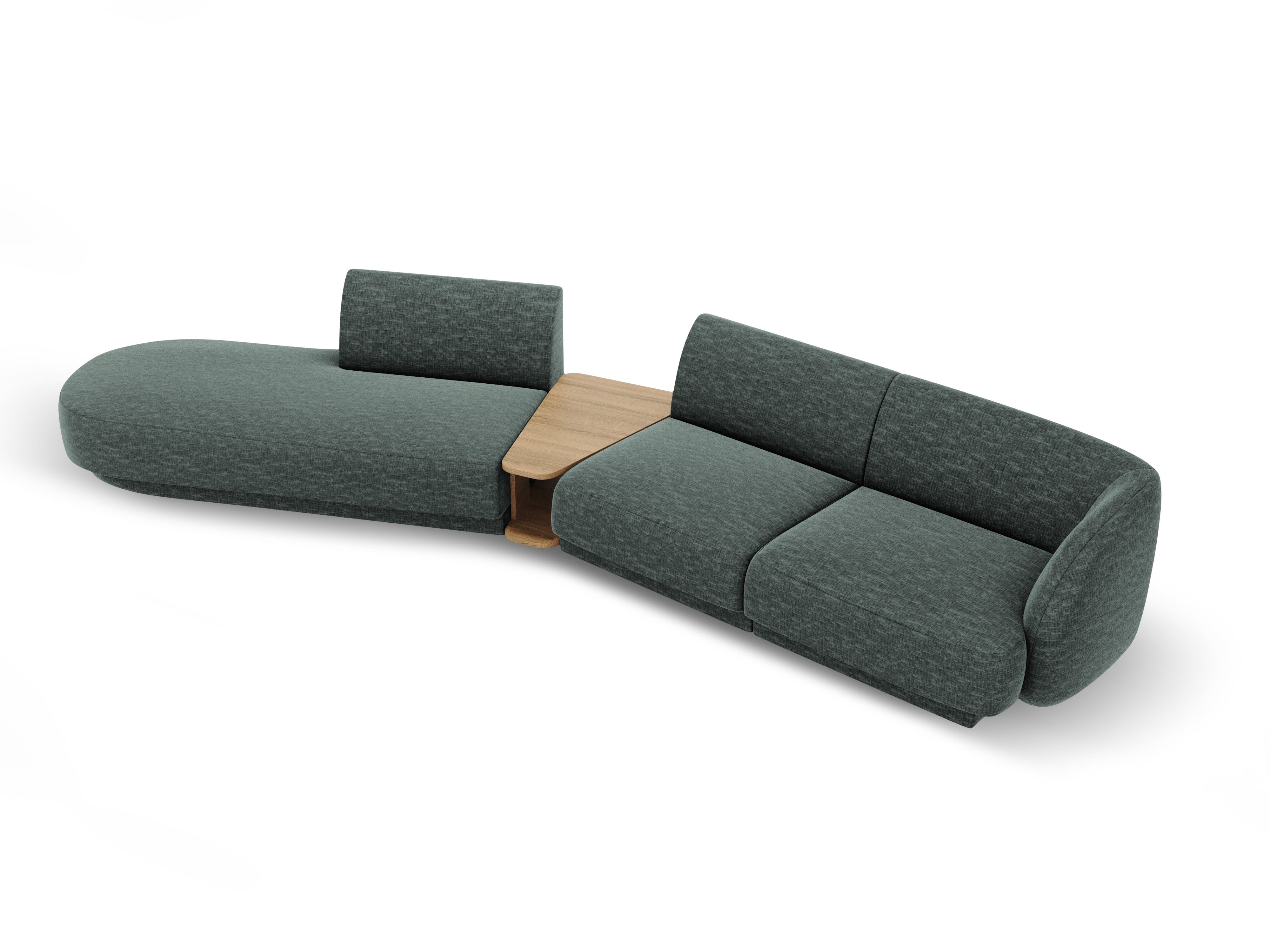 Modulares Sofa links mit Tisch für 4 Personen MILEY petrol samtig