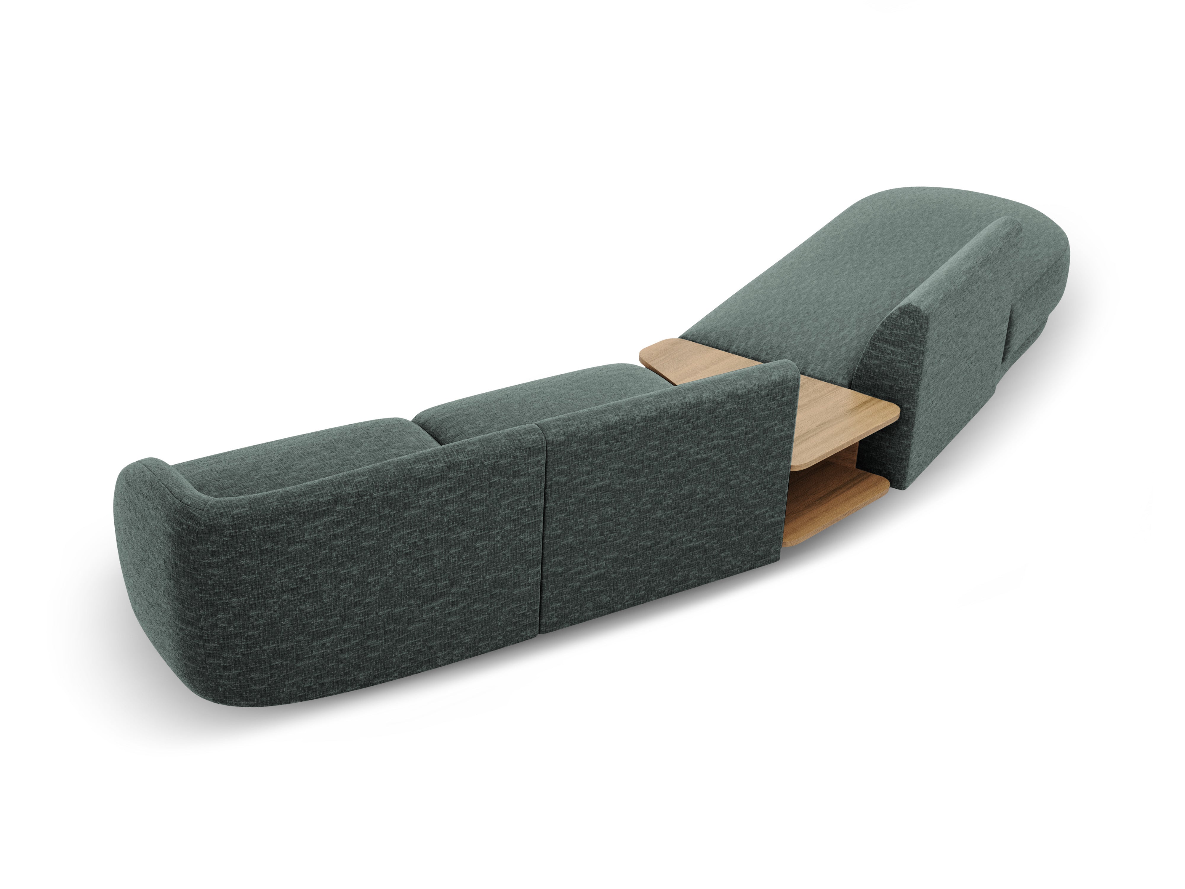 Modulares Sofa links mit Tisch für 4 Personen MILEY petrol samtig