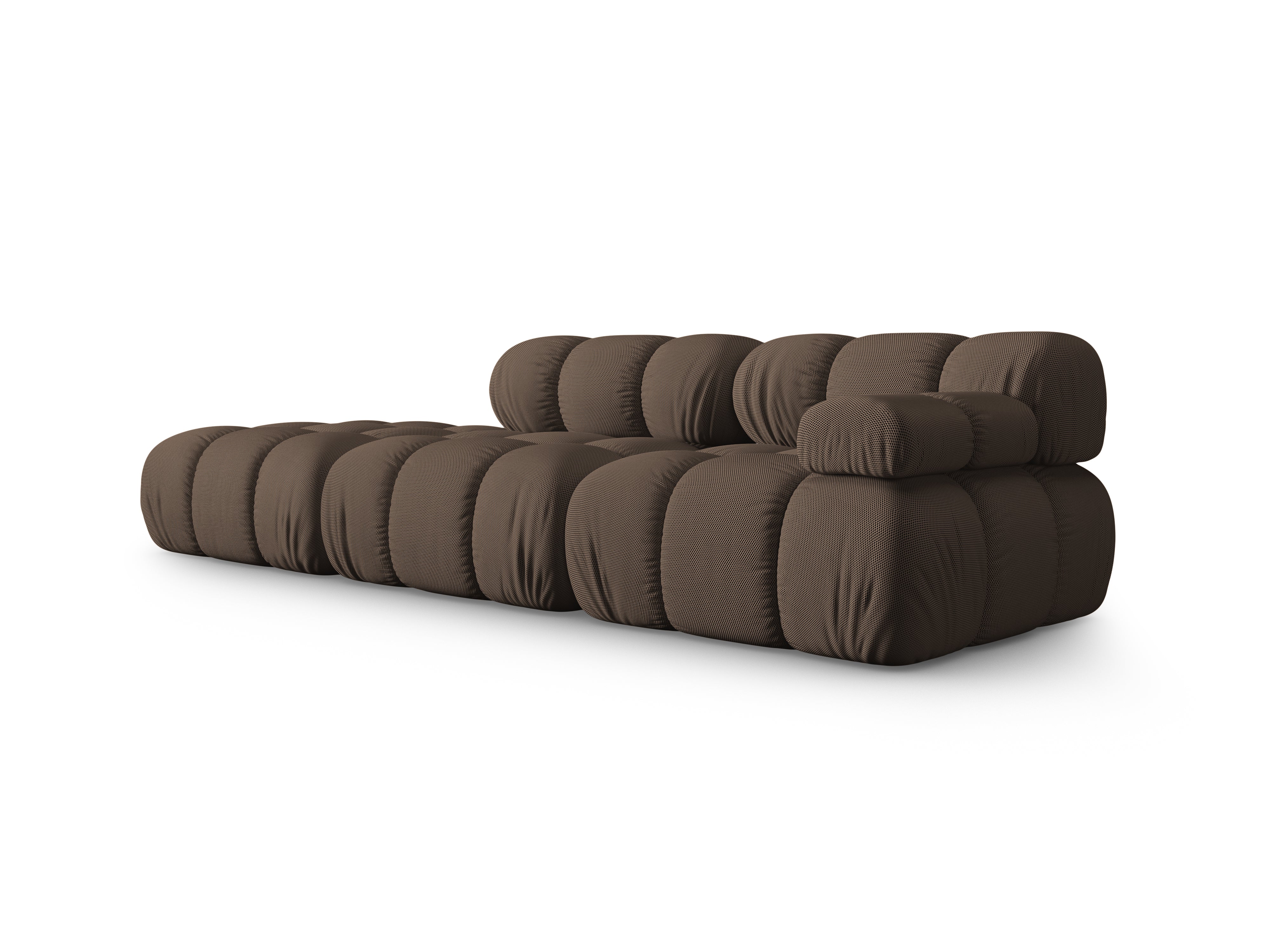 Modulares offenes Sofa BELLIS in braunem 3D-Stoff, linksseitig.