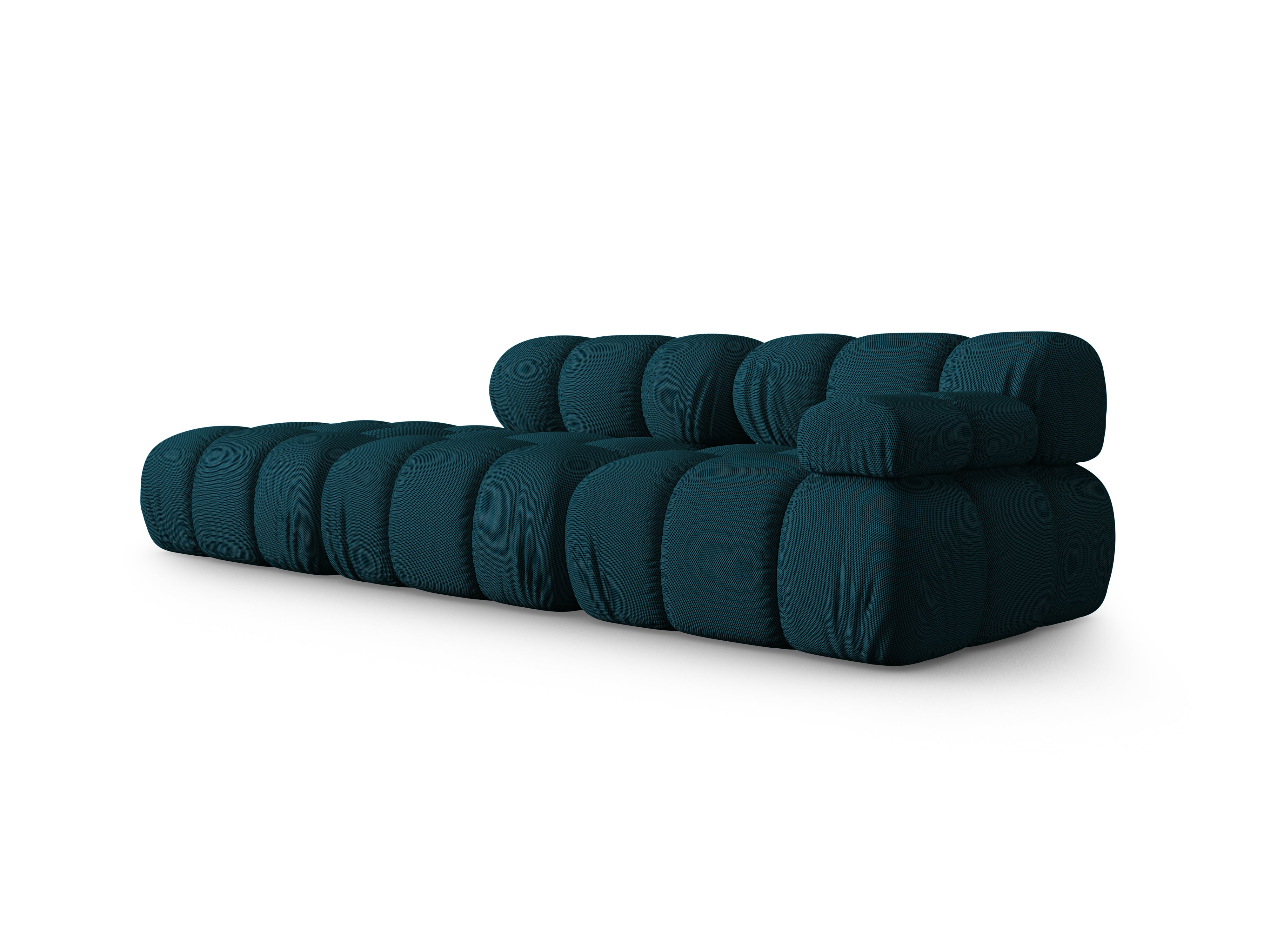 Modulares offenes linksseitiges Sofa BELLIS in Meeresfarbener 3D-Stoff.