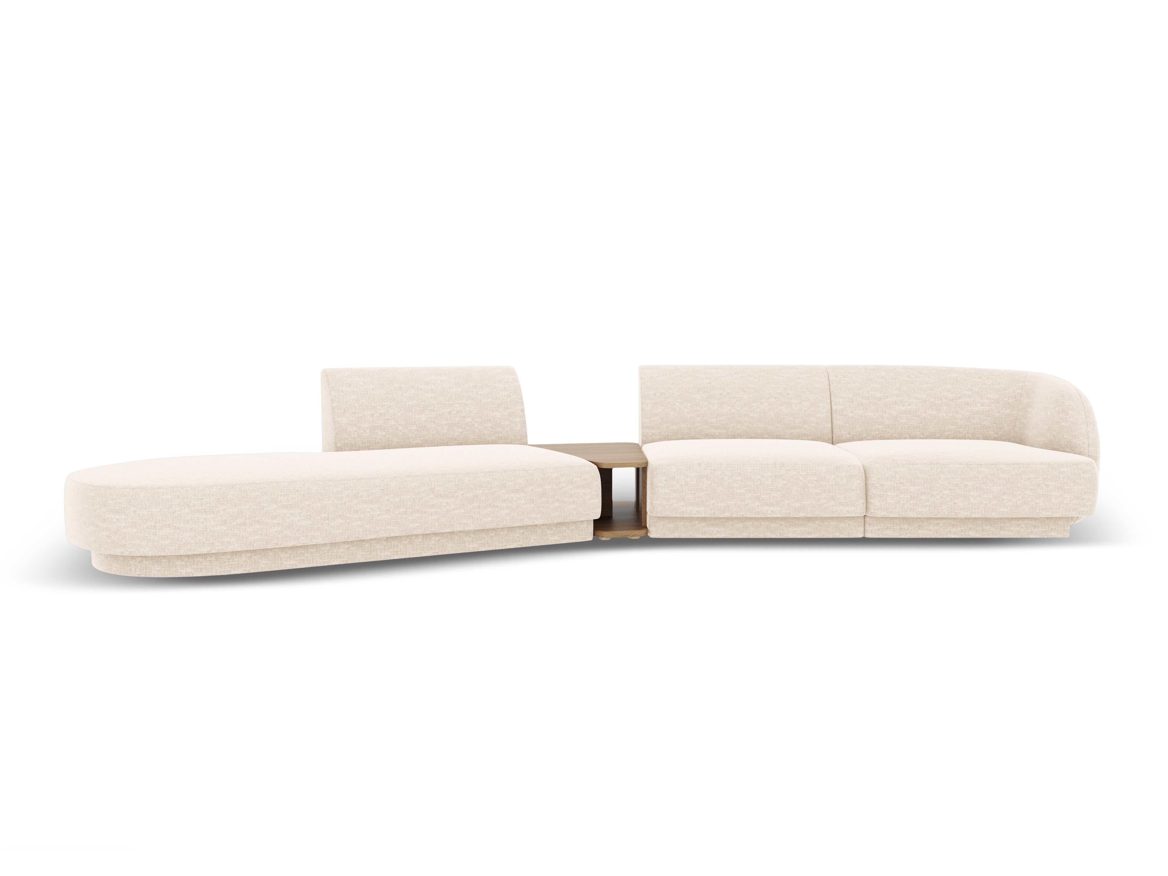 Left-facing modular sofa with table for 4 people MILEY ivory chenille