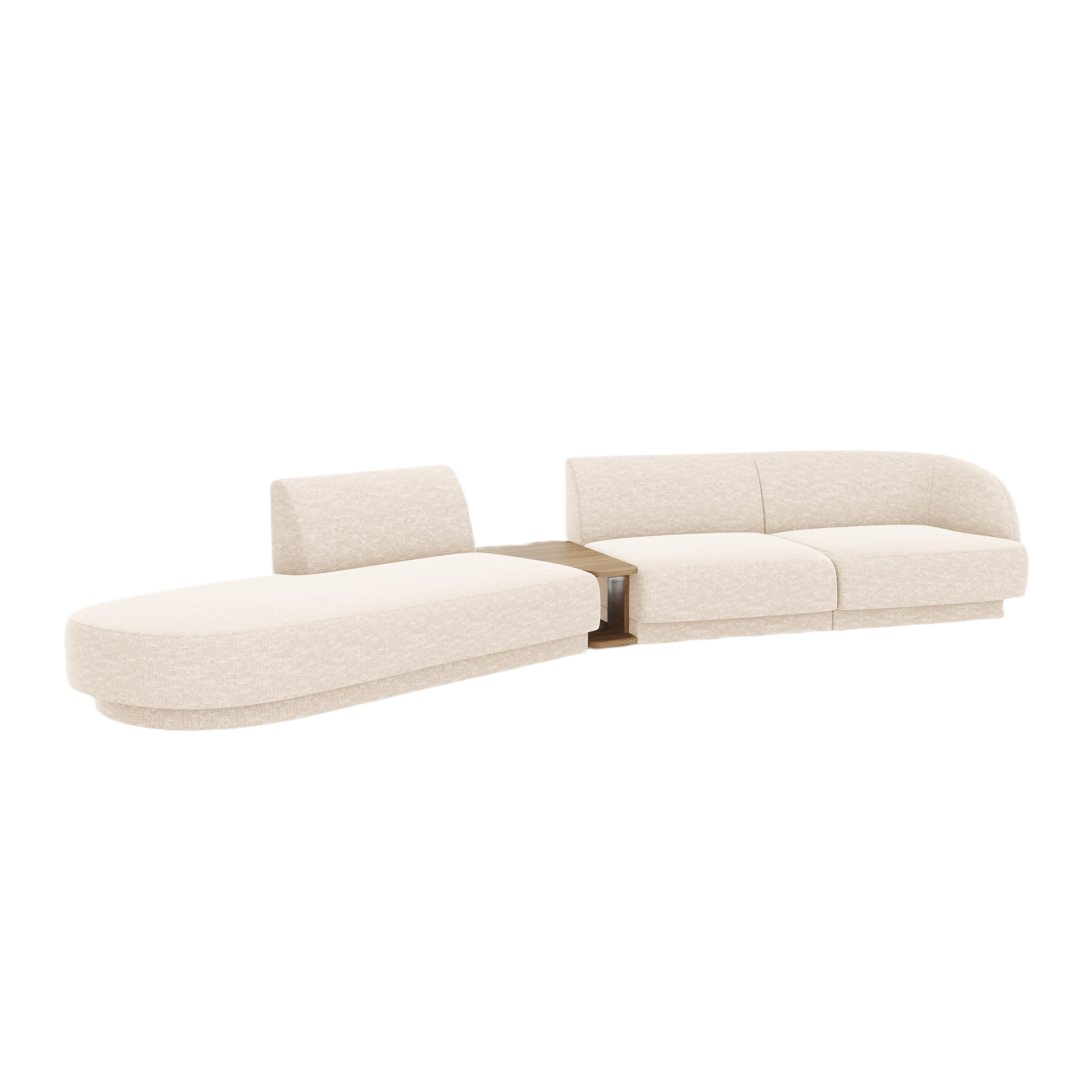 Left-facing modular sofa with table for 4 people MILEY ivory chenille