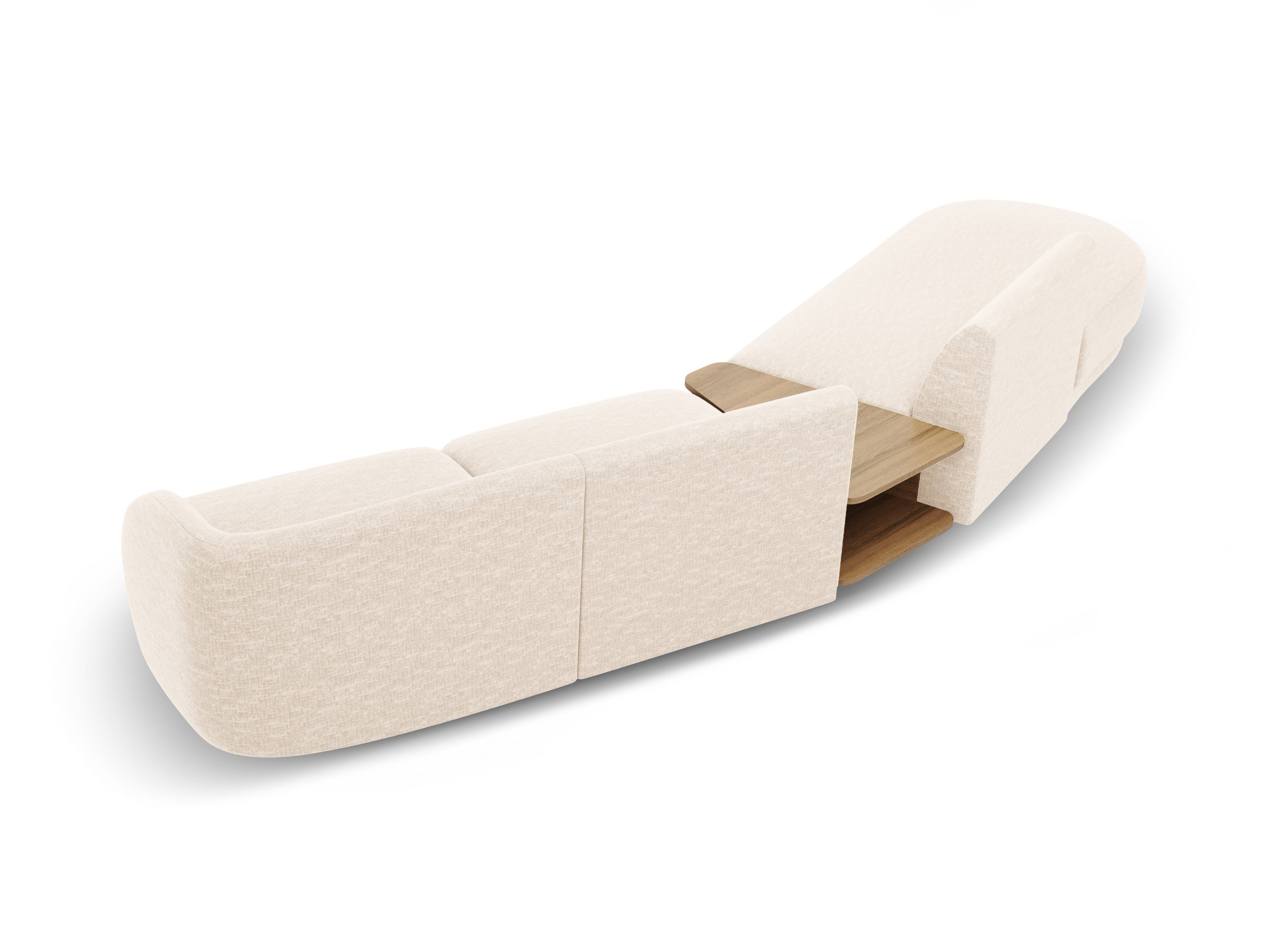 Left-facing modular sofa with table for 4 people MILEY ivory chenille