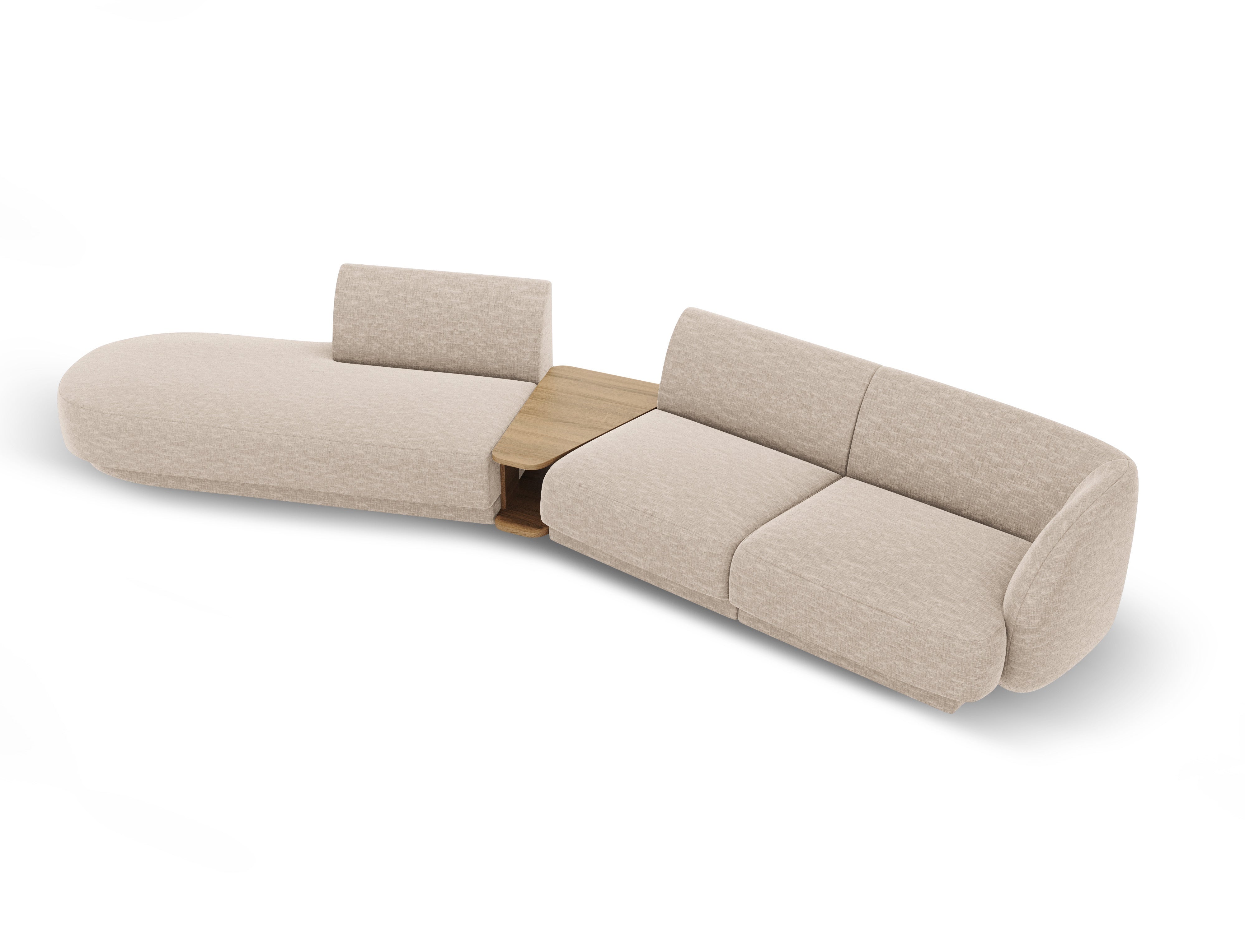 Modulares Sofa links mit Tisch für 4 Personen MILEY beige Chenille