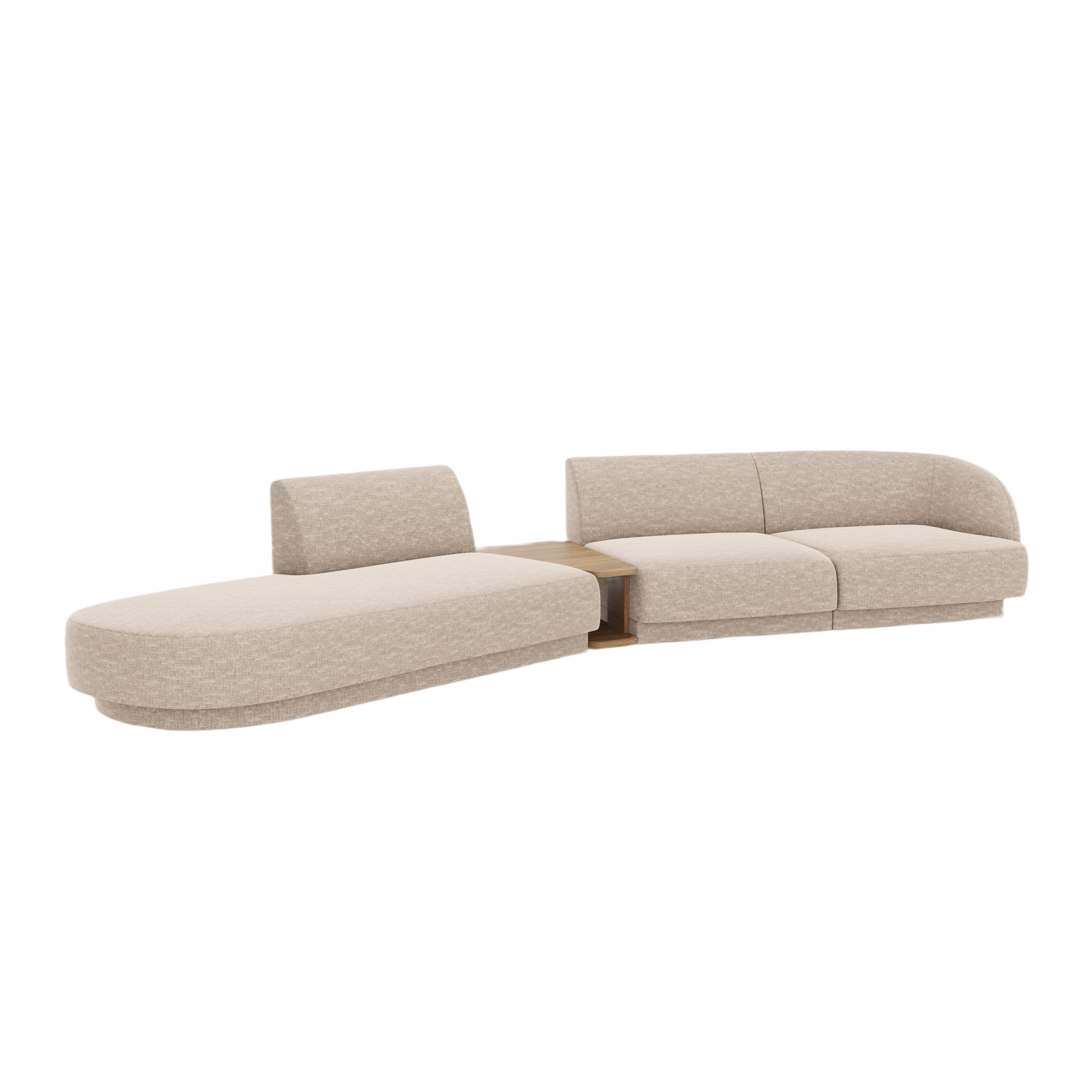 Modulares Sofa links mit Tisch für 4 Personen MILEY beige Chenille