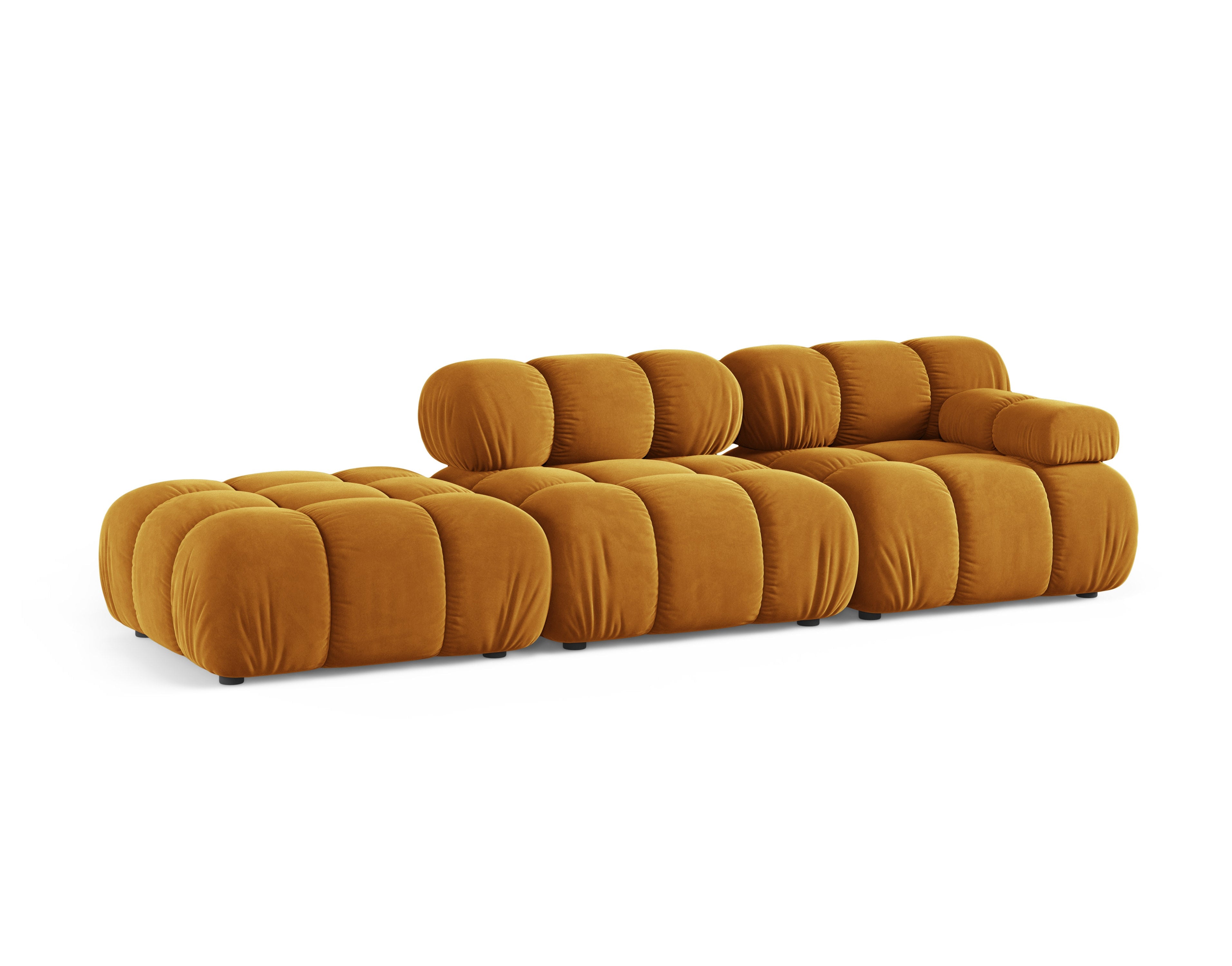 Modulares offenes linksseitiges Sofa BELLIS in senfgelbem Samt