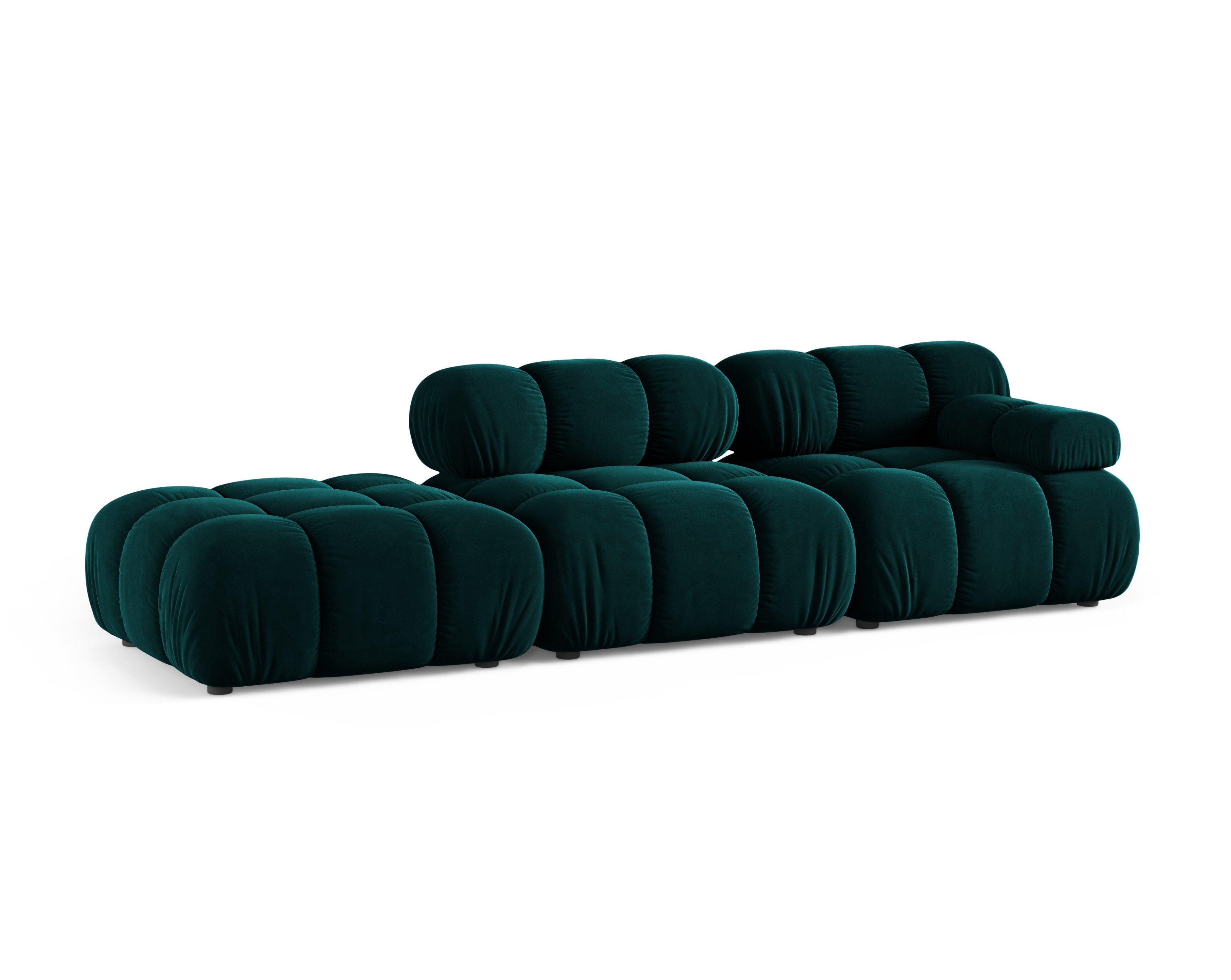Modulares Sofa BELLIS, offen, linksseitig, tiefes Petrol, Velours