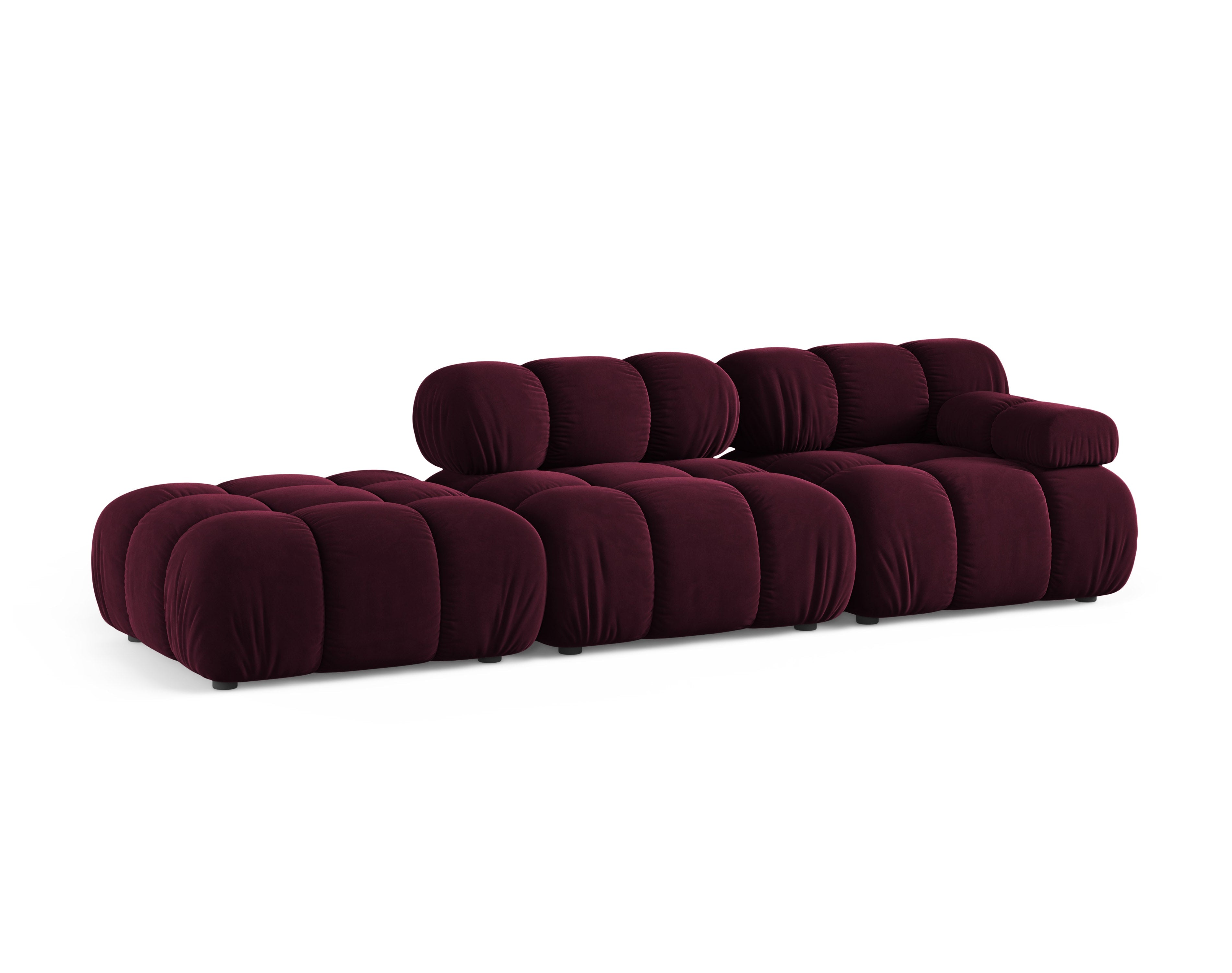 Modulares offenes linksseitiges Sofa BELLIS in burgunderfarbenem Velours