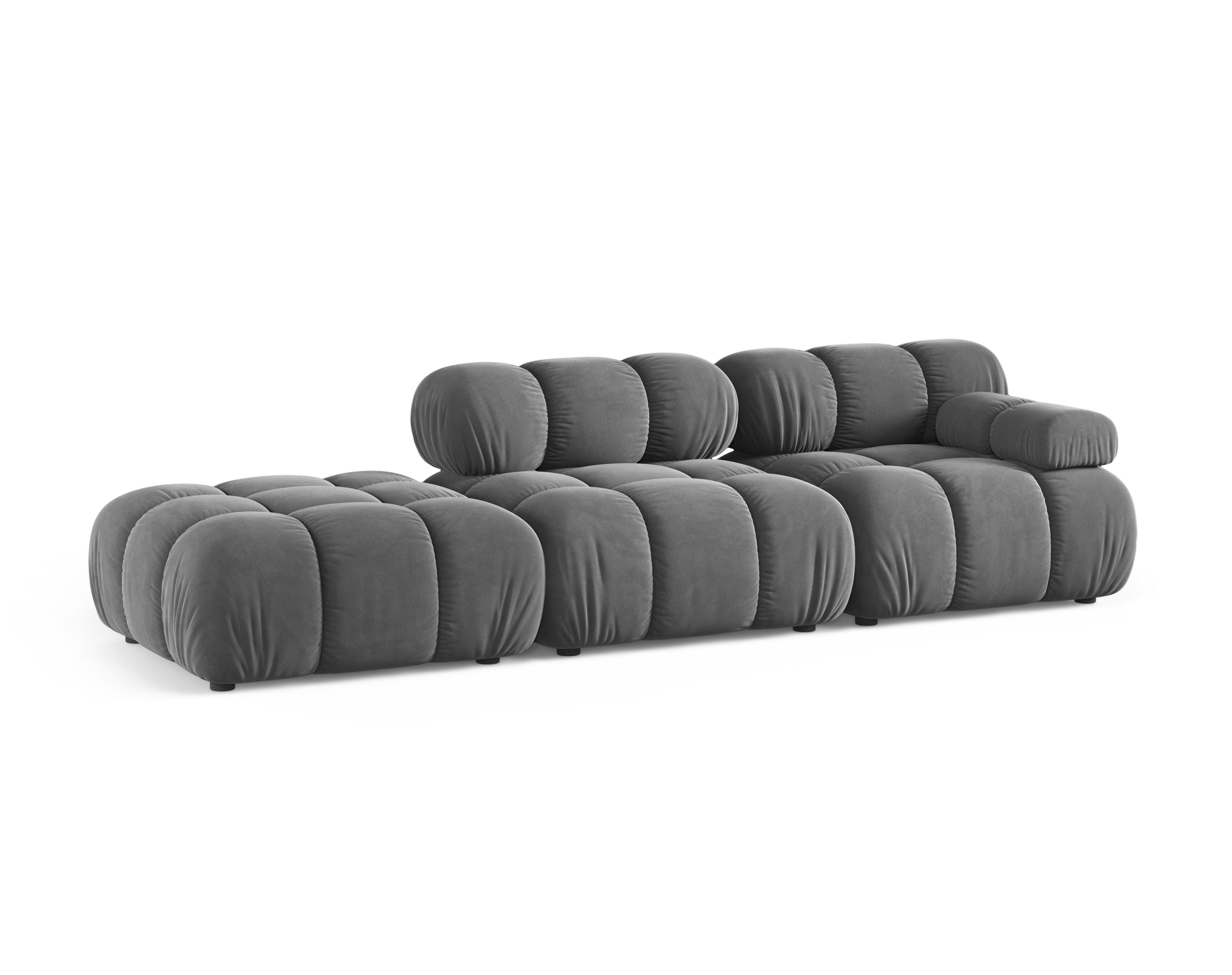 Modulares Sofa BELLIS mit offener linker Seite in hellgrauem Velours