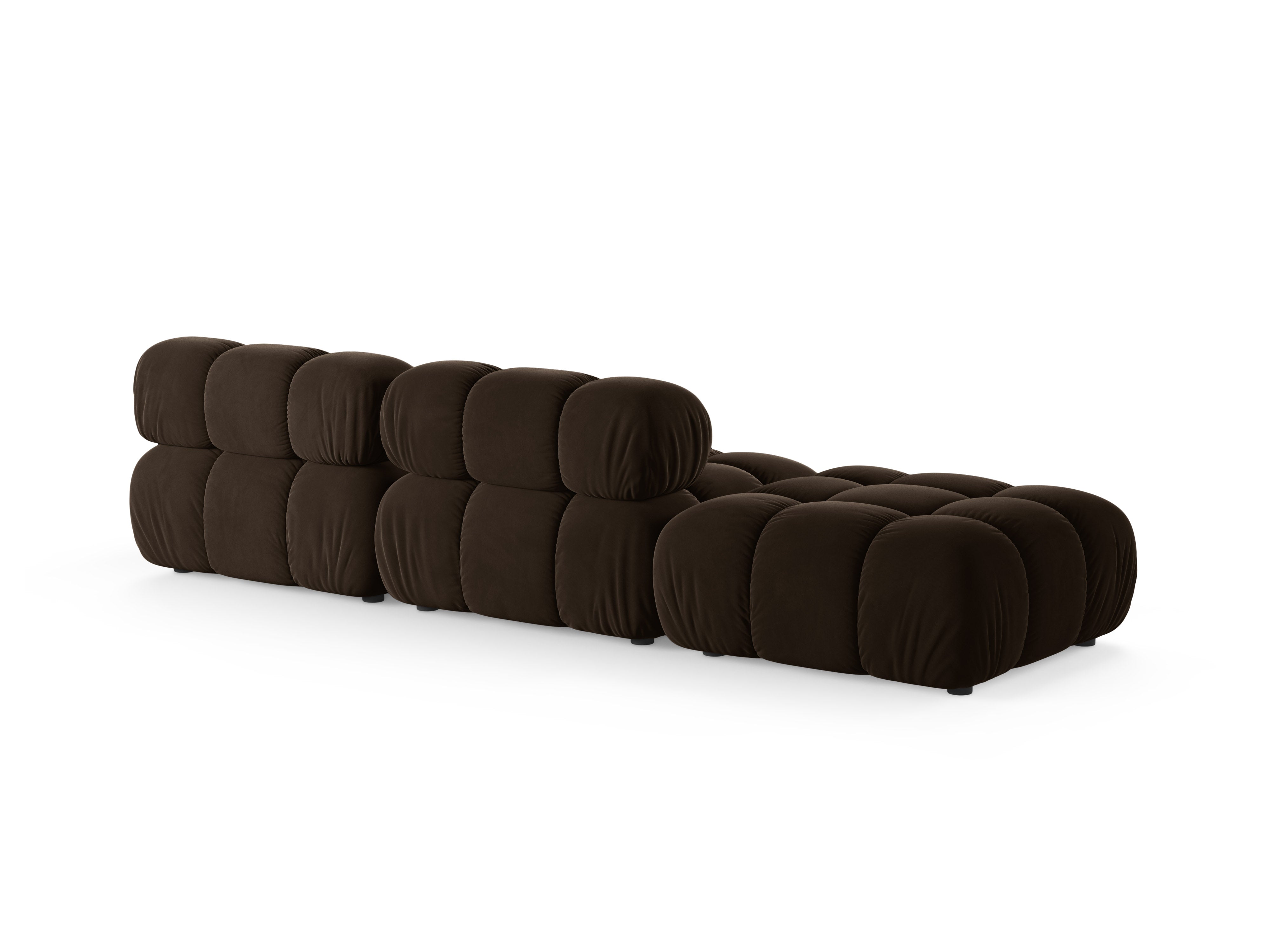 Modulares Sofa aus Samt, offene linke Variante BELLIS in Schokoladenfarbe
